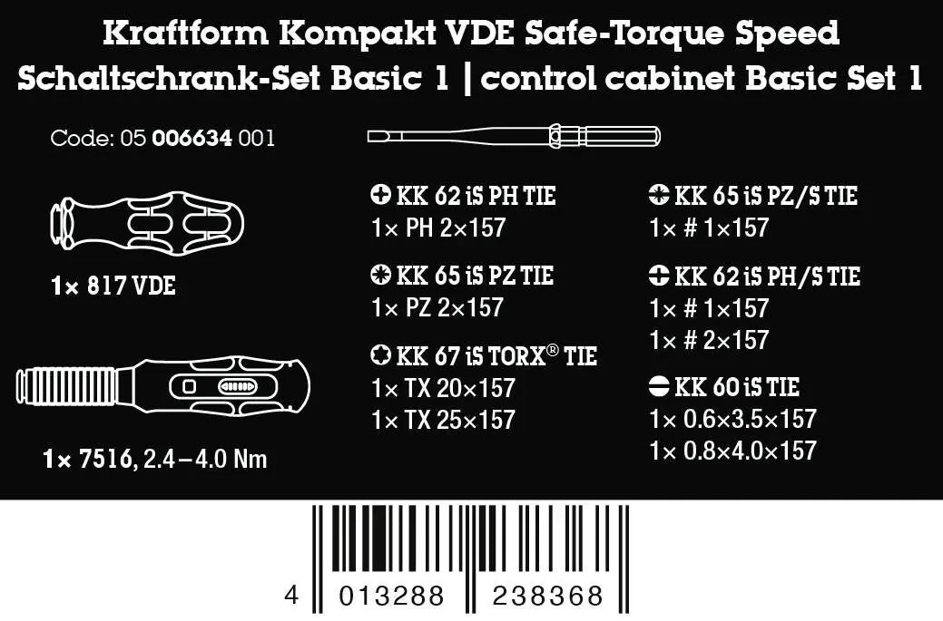 Wera Kraftform Kompakt VDE Safe Torque Speed Switch Cabinet Set Basic 1, 11 Pieces White Rose Tools