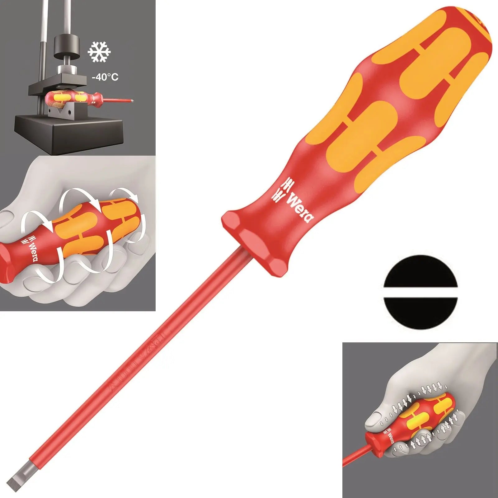 Wera Kraftform Plus VDE Insulated Screwdrivers 160i Slotted Lasertip 10,000V