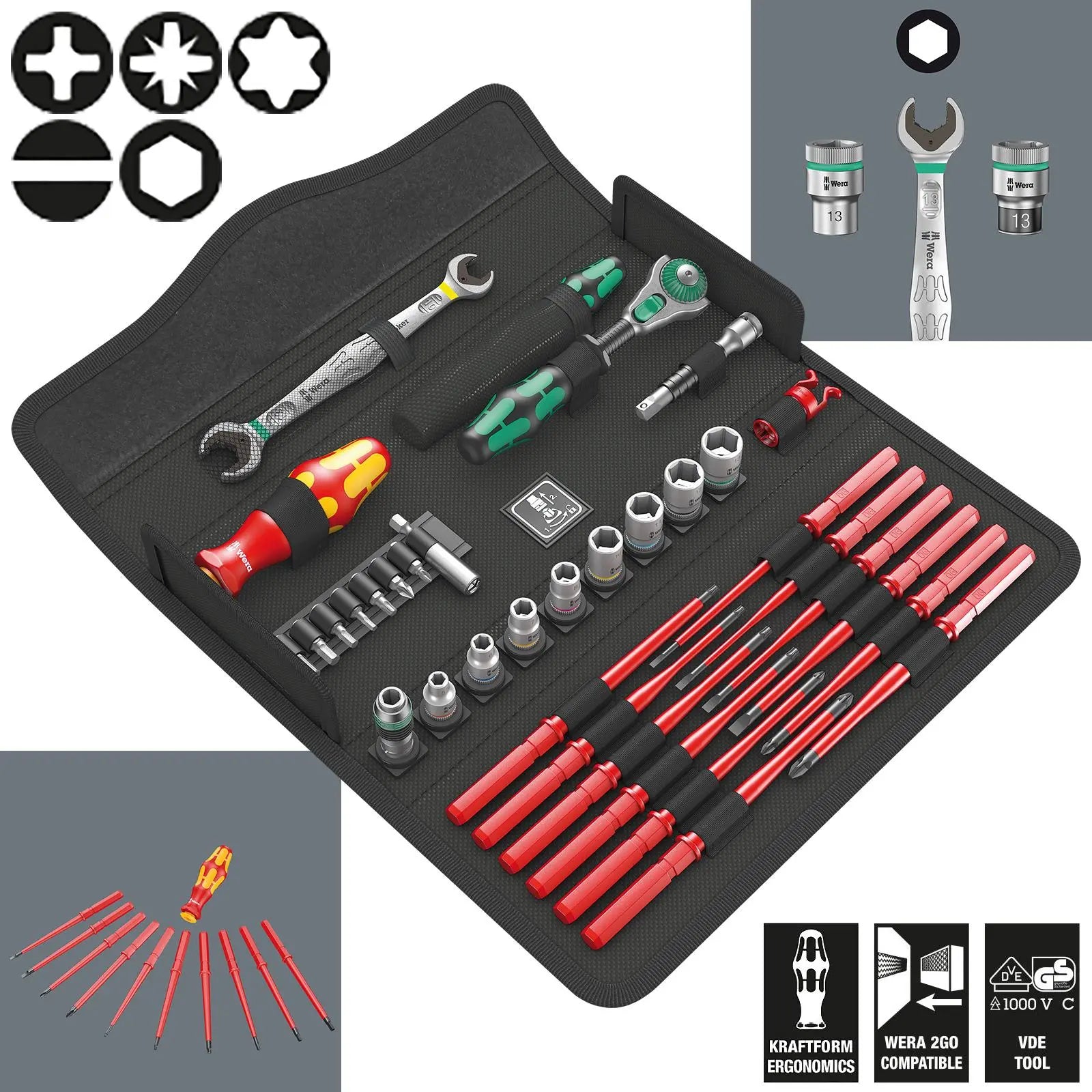 Wera Maintenance Set Ratchet Screwdriver Socket Kit Kraftform Kompakt W 2 35 Pieces White Rose Tools