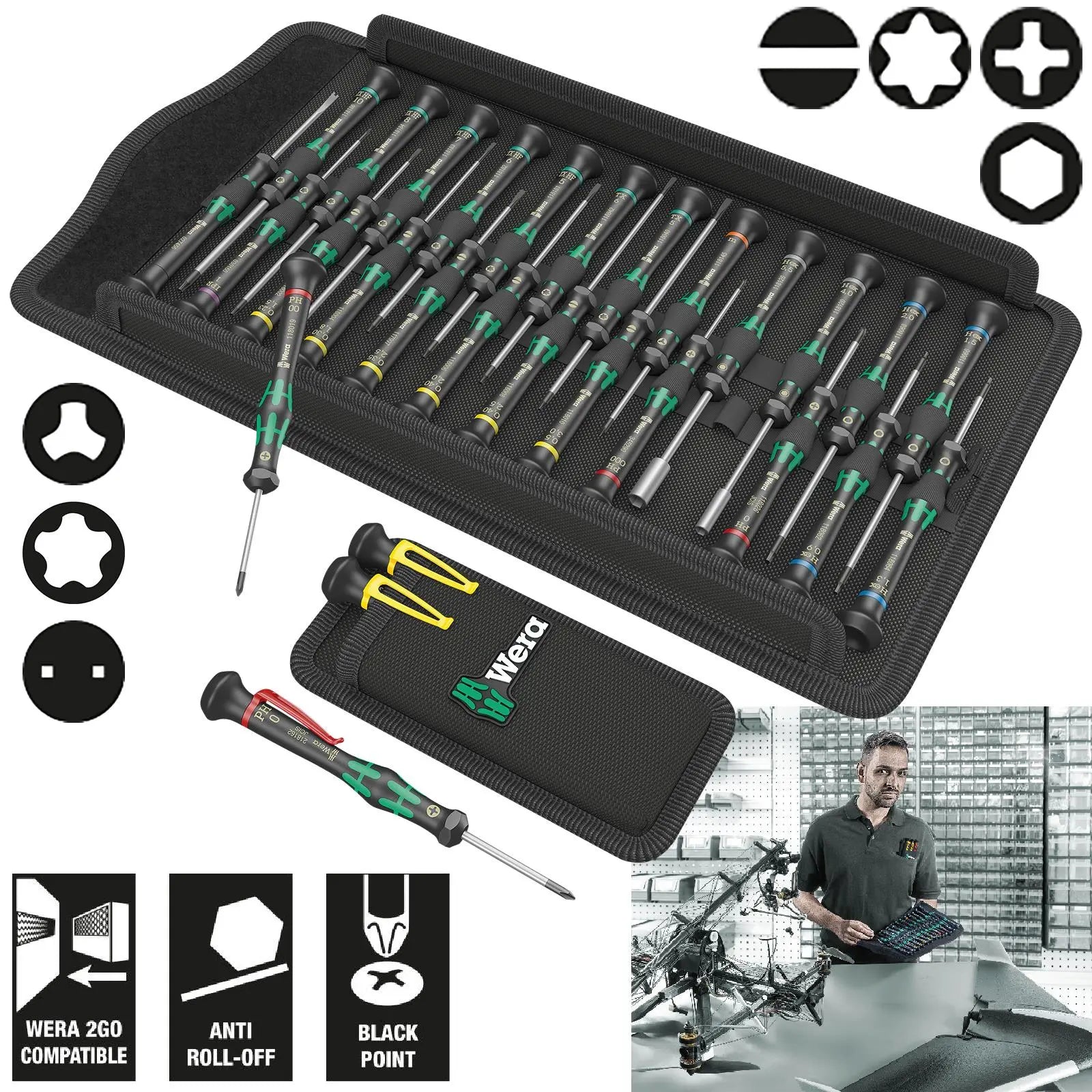 Wera Micro Screwdriver Set Big Pack 2 Kraftform Electronics Kit 29 Pieces White Rose Tools