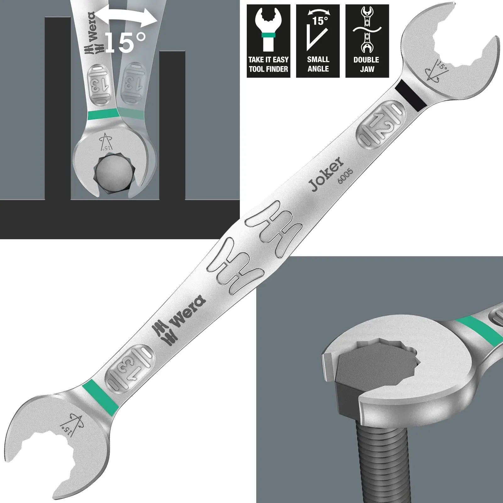 Wera Open Ended Spanner Wrench 6005 Joker Individual  White Rose Tools