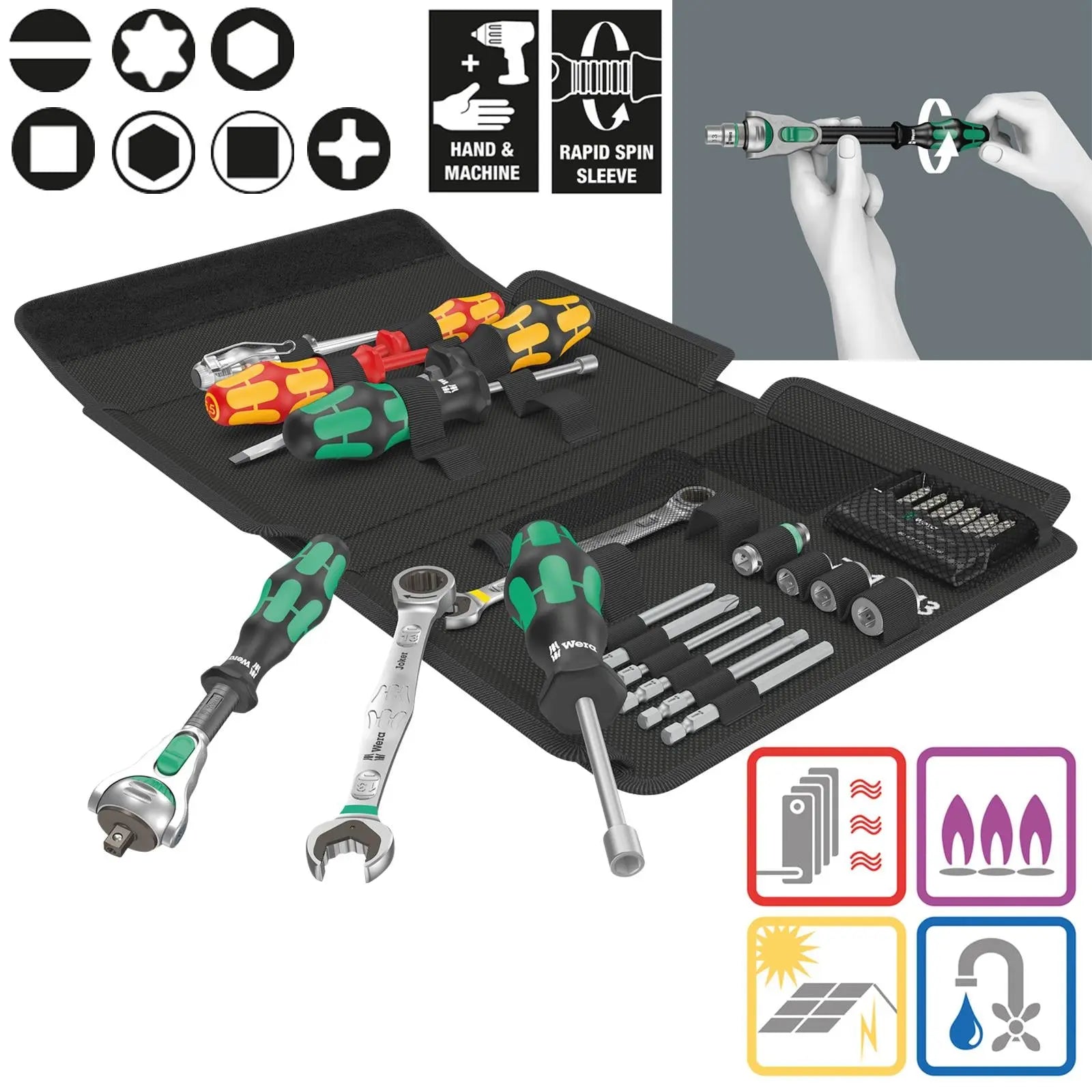 Wera Plumbers Kit 1/4" Drive 25 Piece Kraftform Kompakt SH 1 PlumbKit White Rose Tools