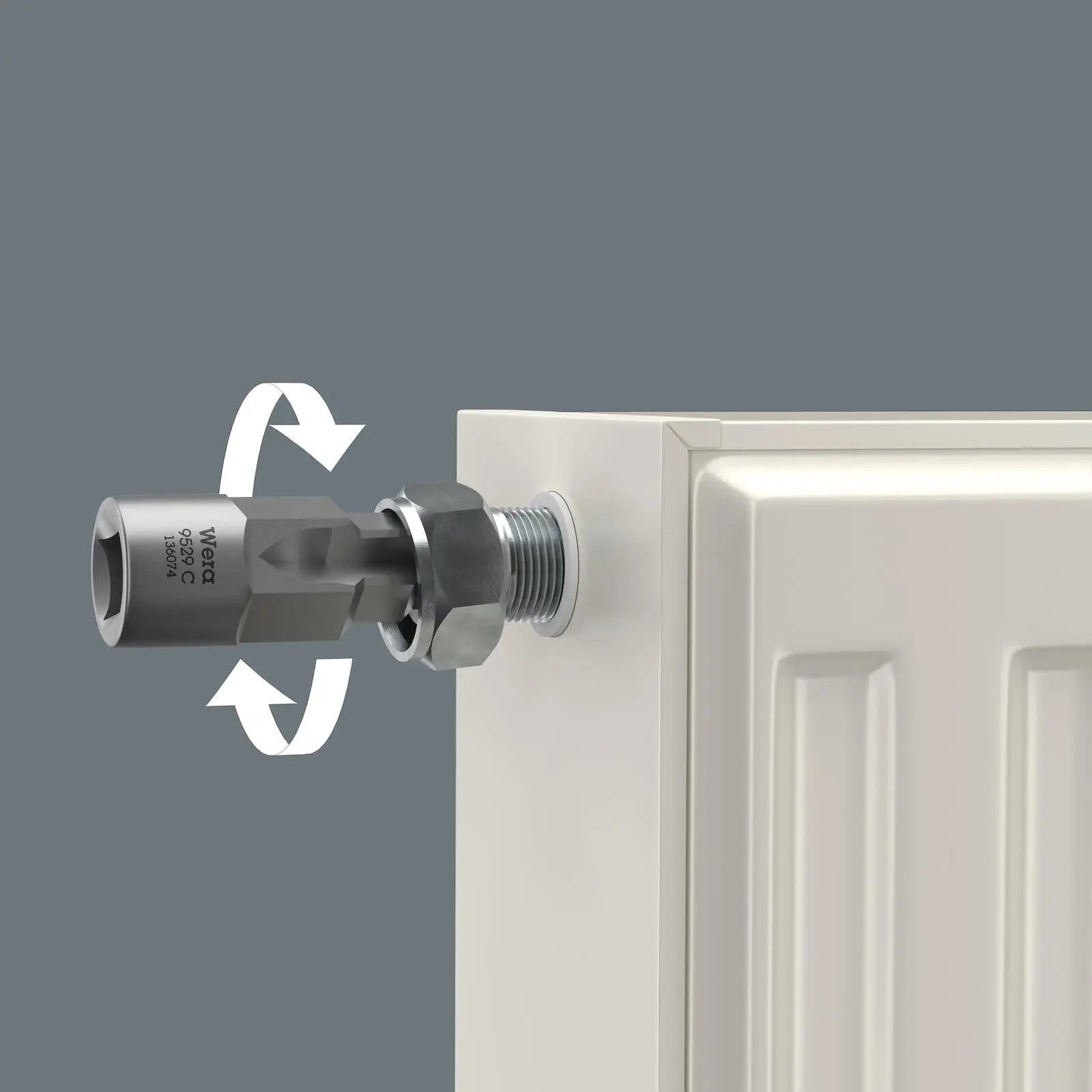 Wera Plumbers Step Wrench for Radiator Valves Thermostats Drain Fittings 9529 C SB 1/2" Drive White Rose Tools