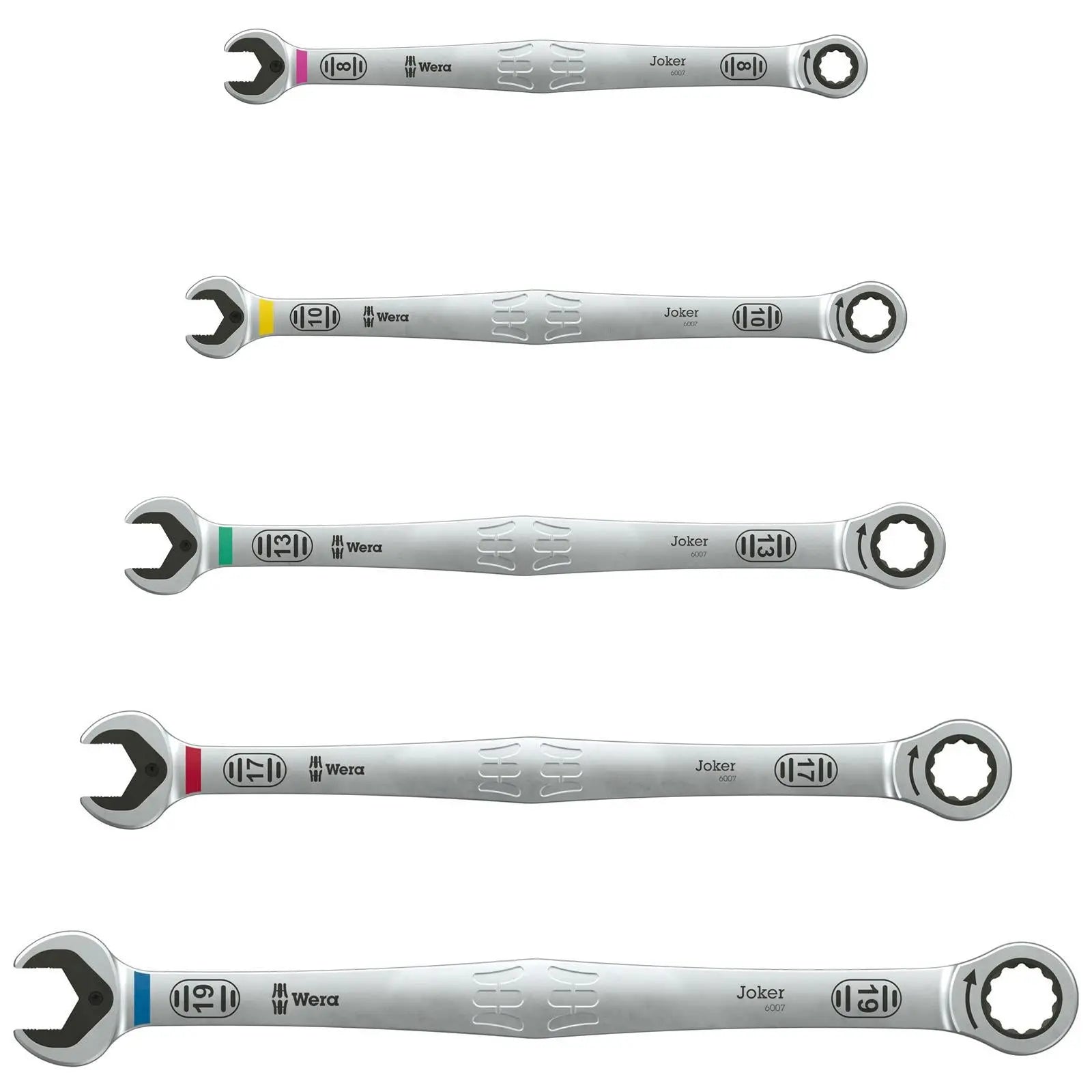 Wera Ratchet Combination Spanner Long Design 6007 Joker SB 8-19mm - Choose Size  White Rose Tools