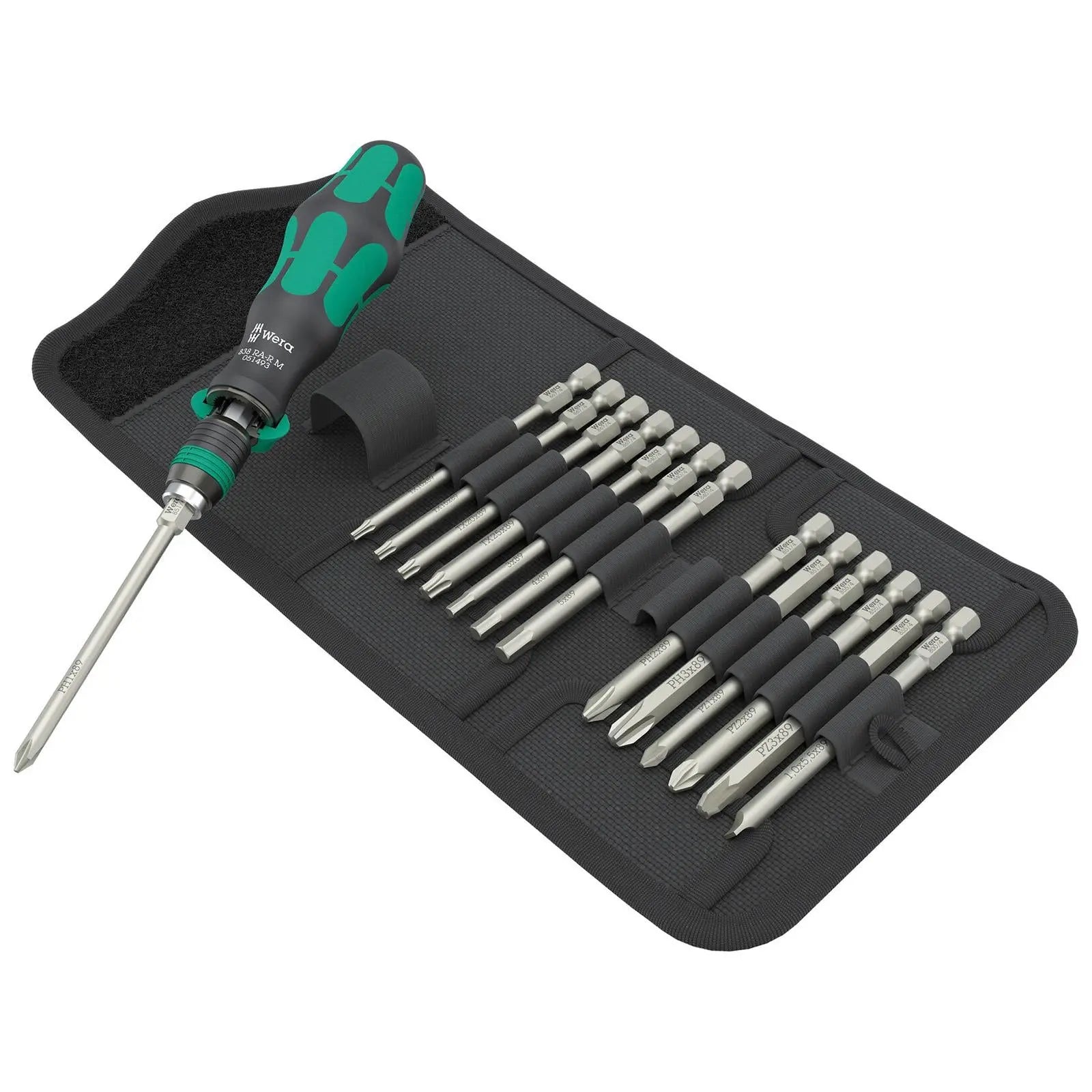 Wera Ratchet Screwdriver Set Kraftform Kompakt KK 838 RA-R M Set 1 15 Pieces PH PZ TX SL Hex  White Rose Tools