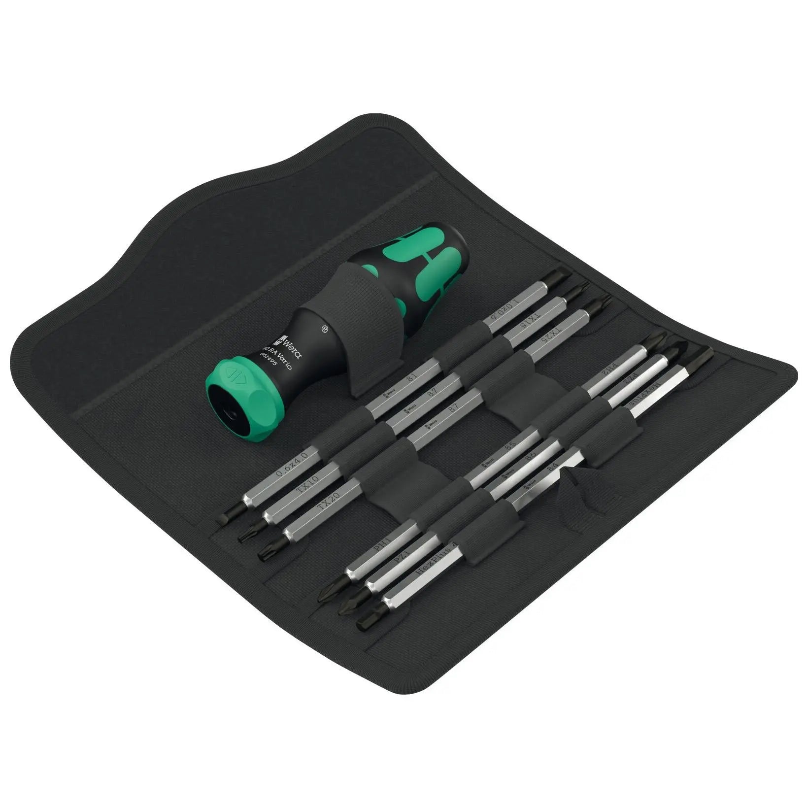 Wera Ratchet Screwdriver Set Kraftform Kompakt Vario RA 7 Pieces PH PZ TX SL  White Rose Tools