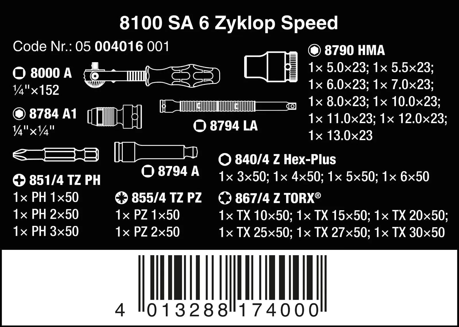 Wera Ratchet Socket Set 1/4" Drive 28 Piece 8100 SA 6 Zyklop Speed Ratchet Set White Rose Tools