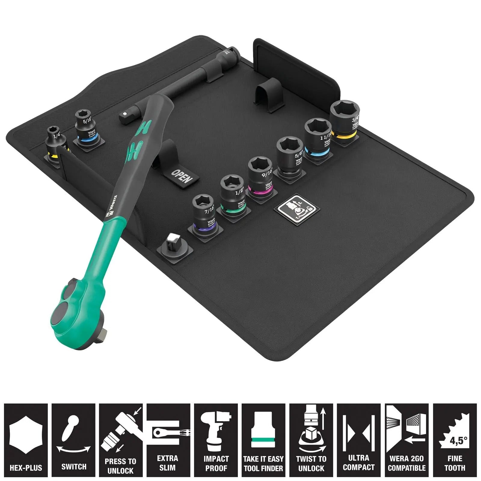 Wera Ratchet Socket Set 3/8" Drive 11 Piece 8100 SB 13 Zyklop Comfort Ratchet Set Imperial 1/4"-3/4 White Rose Tools