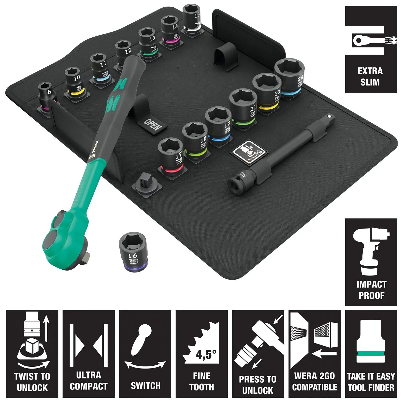 Wera Ratchet Socket Set 3/8" Drive 16 Piece 8100 SB 12 Zyklop Comfort Ratchet Set Metric 8-24mm White Rose Tools
