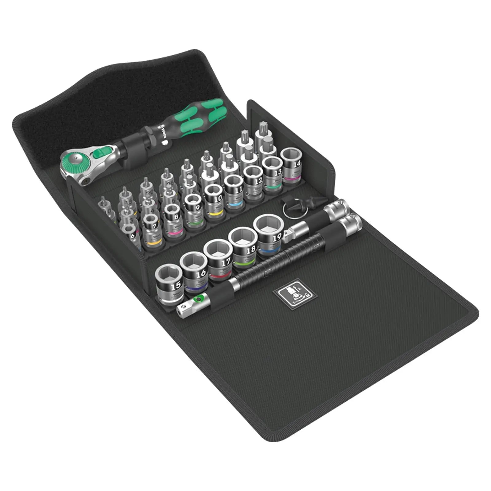 Wera Ratchet Socket Set 3/8" Drive 35 Piece 8100 SB All In Zyklop Speed Ratchet Set 6-19mm White Rose Tools