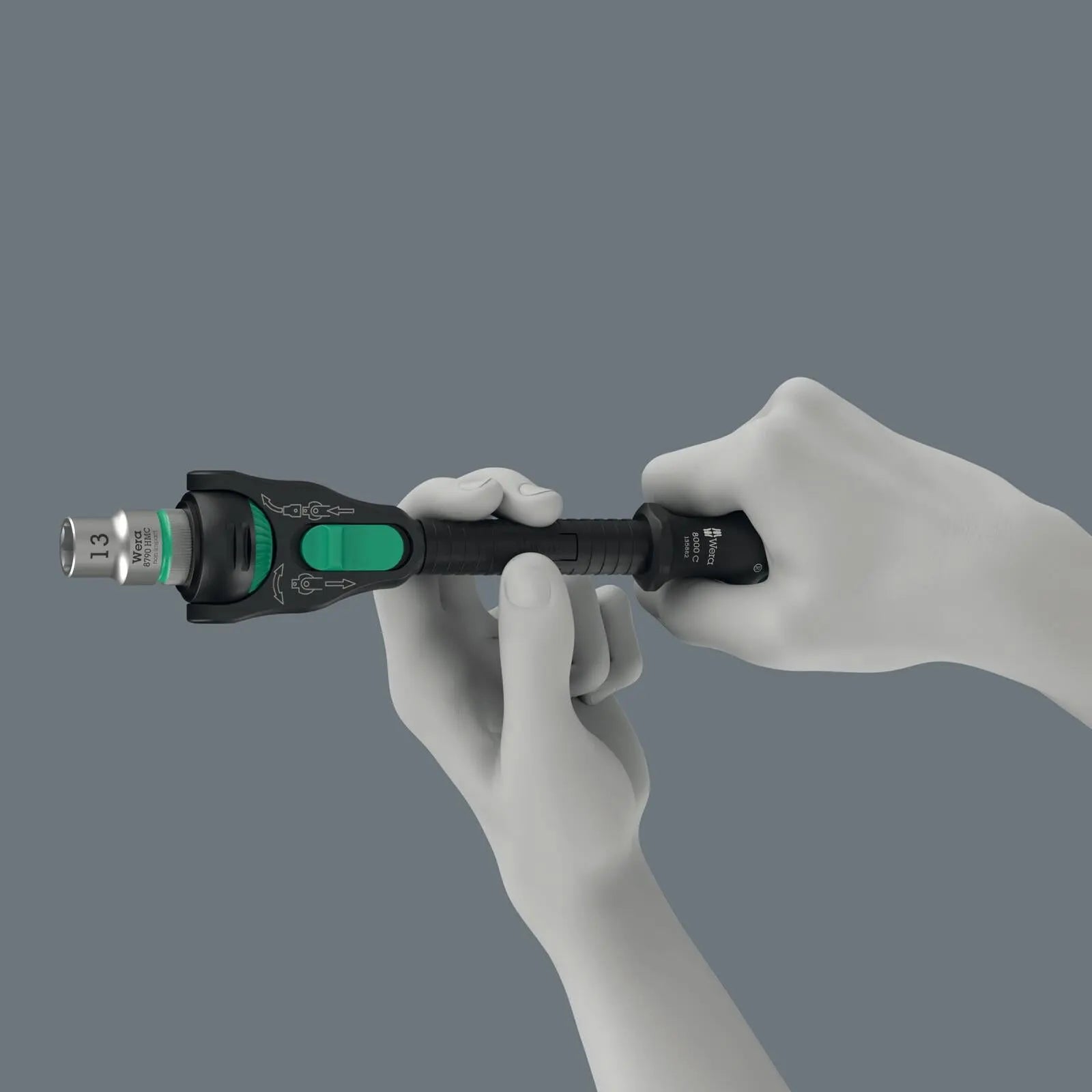 Wera Ratchet Wrench 8000 C Black Edition Zyklop Speed Ratchet with 1/2" Drive White Rose Tools