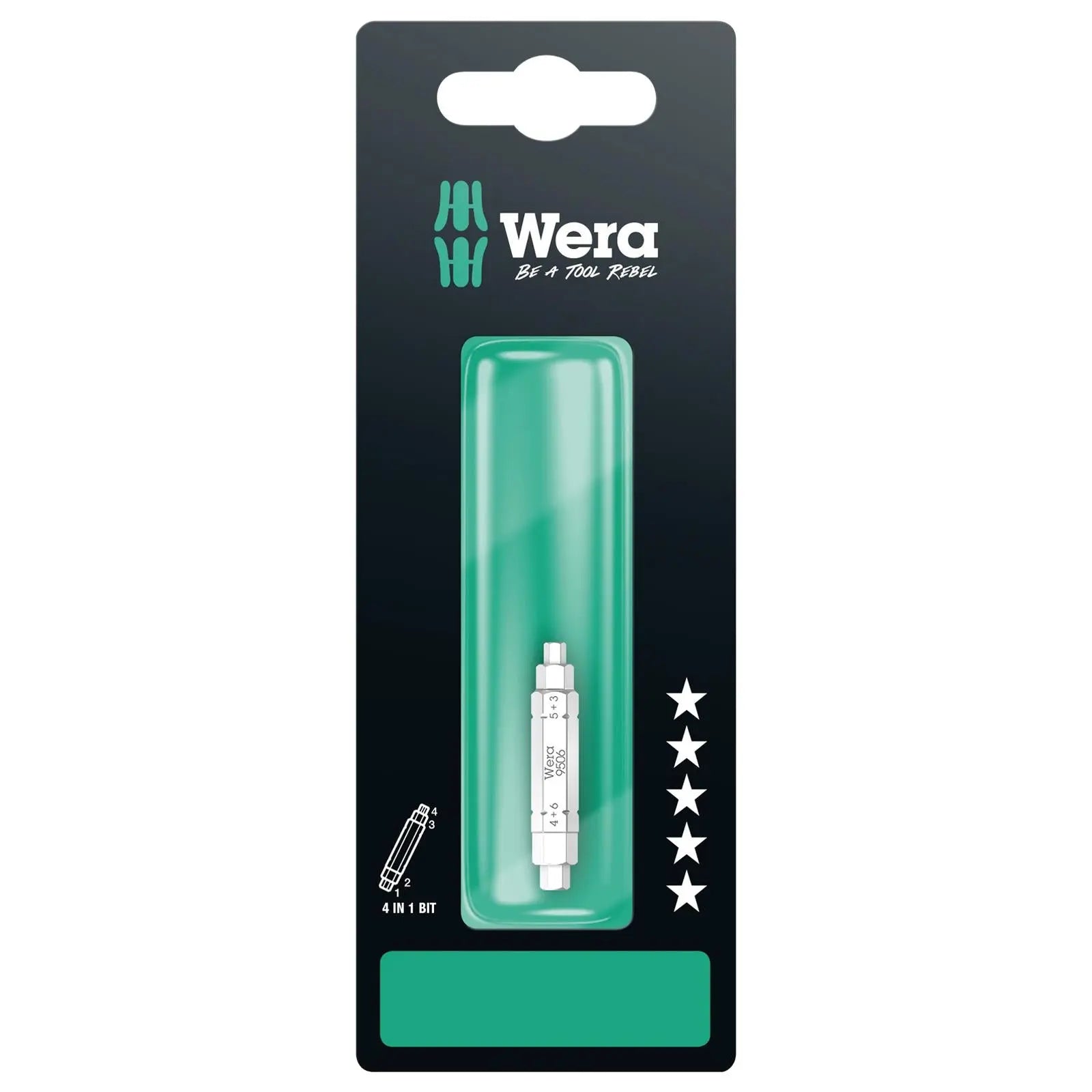 Wera Screwdriver Bit Hex 9506 SB 4 in 1 Bit 1 Bicycle Tool 3mm 4mm 5mm 6mm x 37mm White Rose Tools