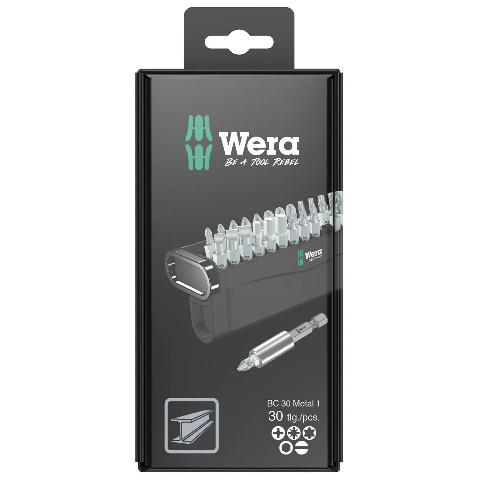 Wera Screwdriver Bit Set with Bit Holder Bit Check 30 Metal 1 SB 30 Pieces PH PZ TX SL Hex White Rose Tools