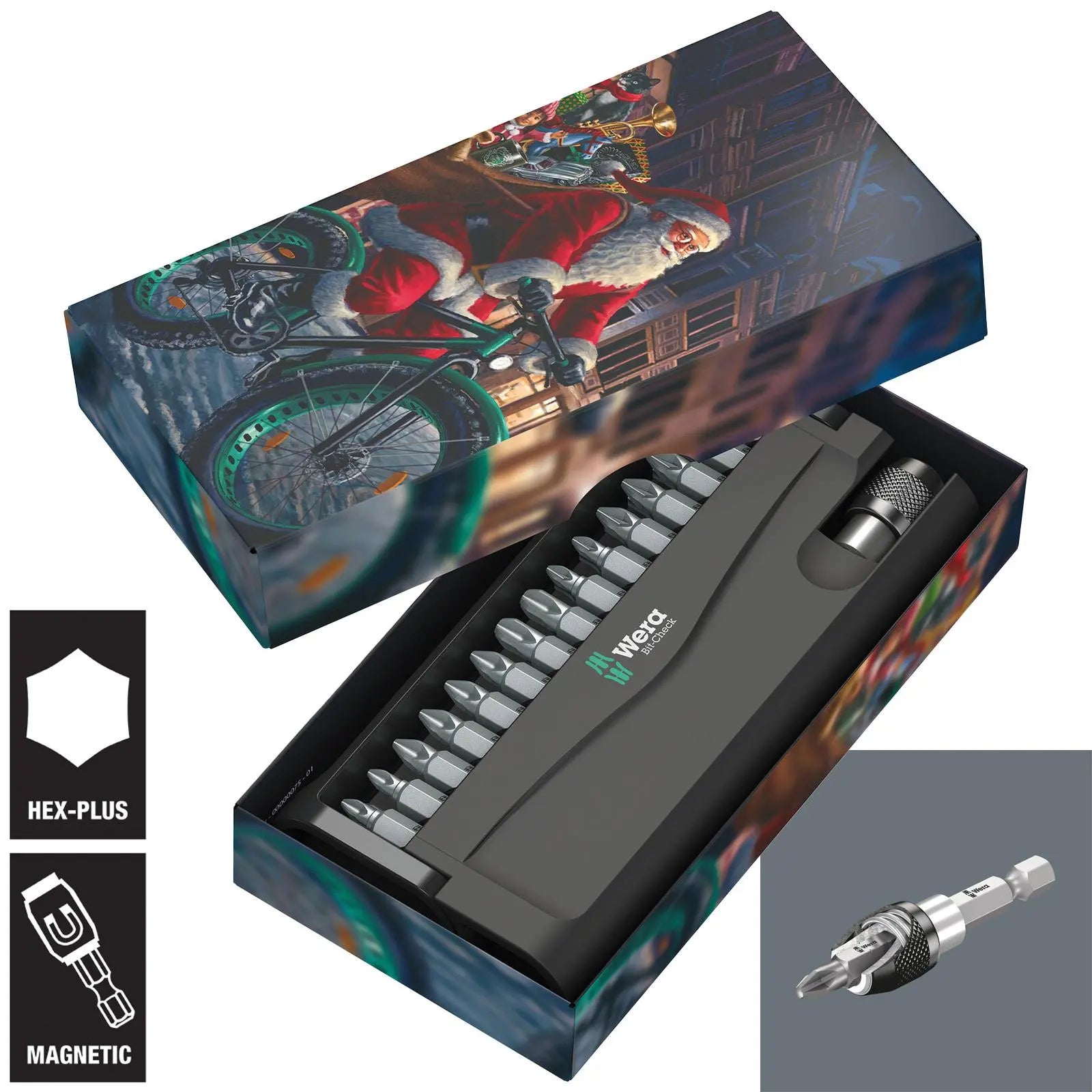Wera Screwdriver Bit Set with Bit Holder Bit Check 30 Phillips Pozi Torx Christmas 30 Pieces White Rose Tools