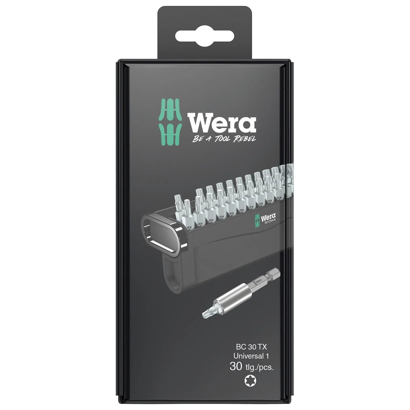 Wera Screwdriver Bit Set with Bit Holder Bit Check 30 TX Universal 1 SB 30 Pieces Torx White Rose Tools