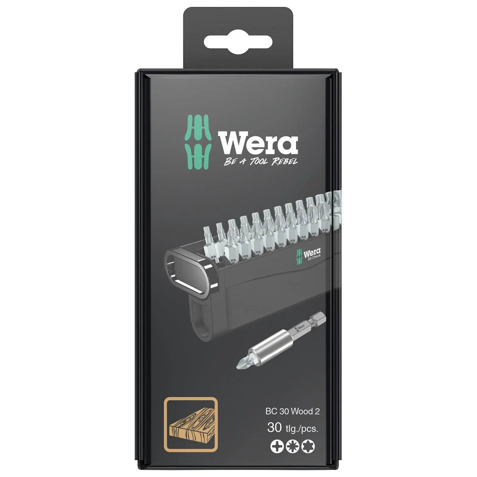 Wera Screwdriver Bit Set with Bit Holder Bit Check 30 Wood 2 SB 30 Pieces PH PZ TX White Rose Tools