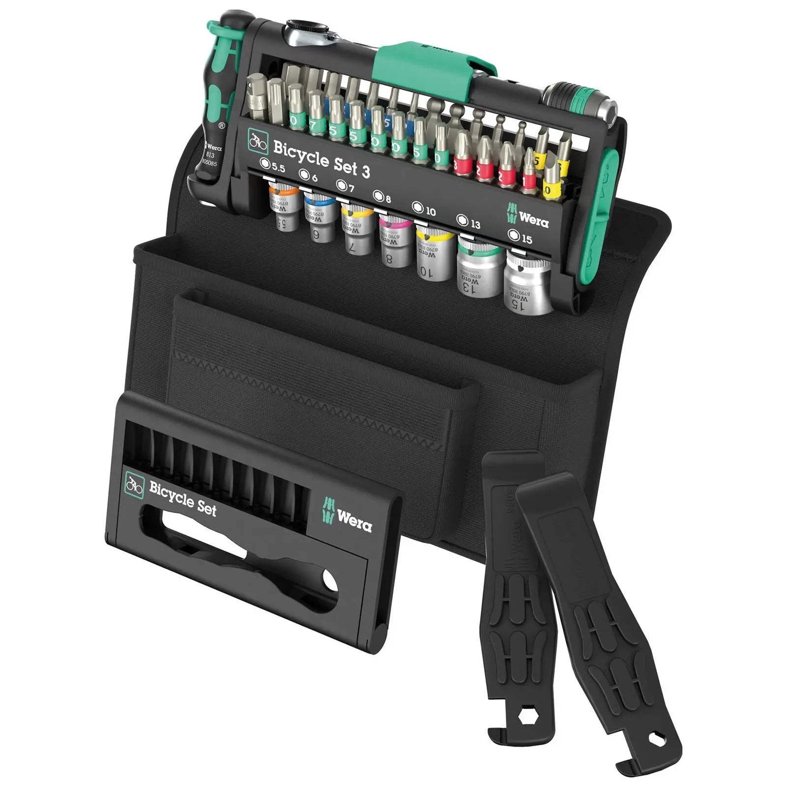 Wera Screwdriver Bits Bit Holder and Socket Set in Pouch Bicycle Set 3 41 Pieces  White Rose Tools