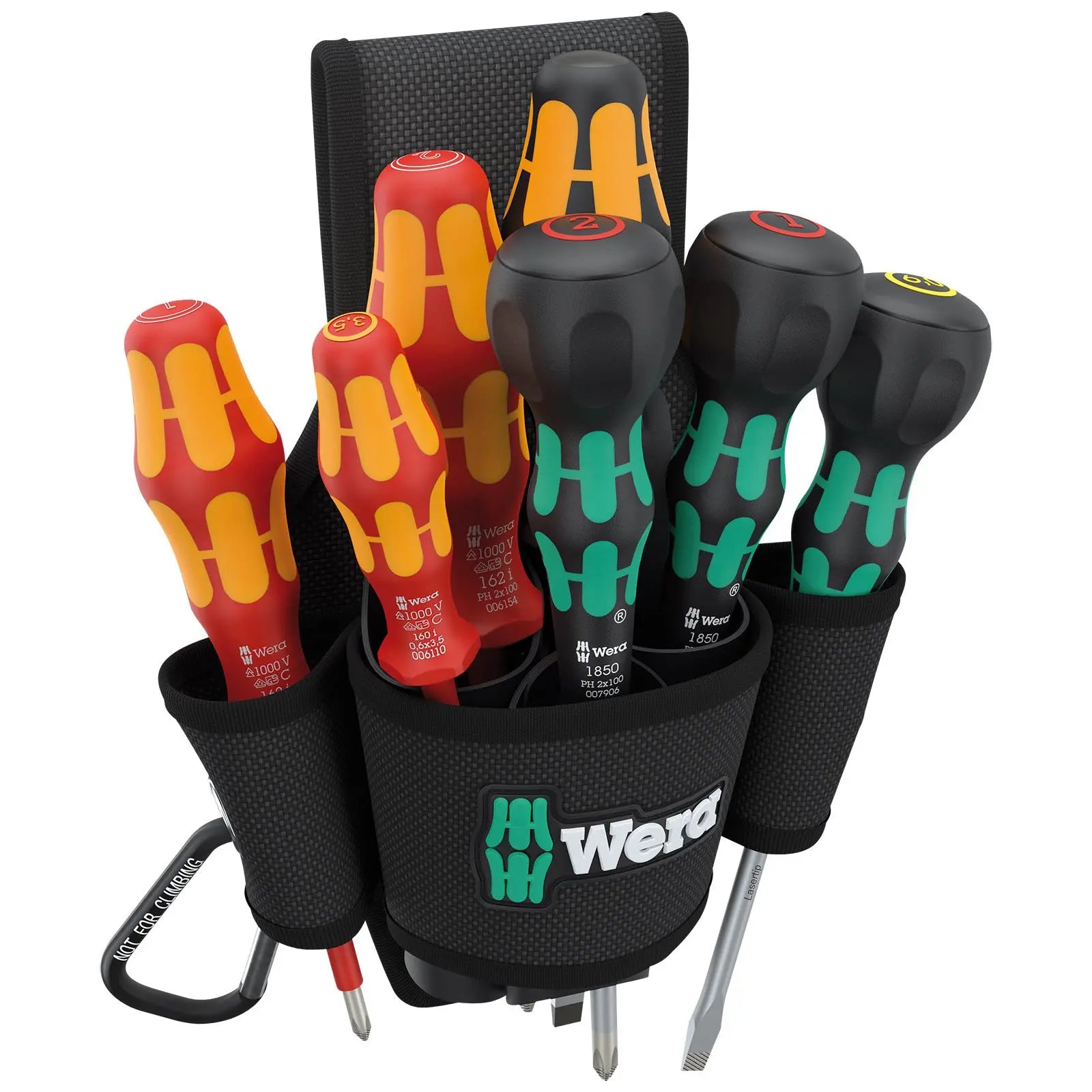 Wera Screwdriver Set 9621 Belt Holster Set 2 VDE Phillips Slotted Ball Grip 8 Pieces White Rose Tools