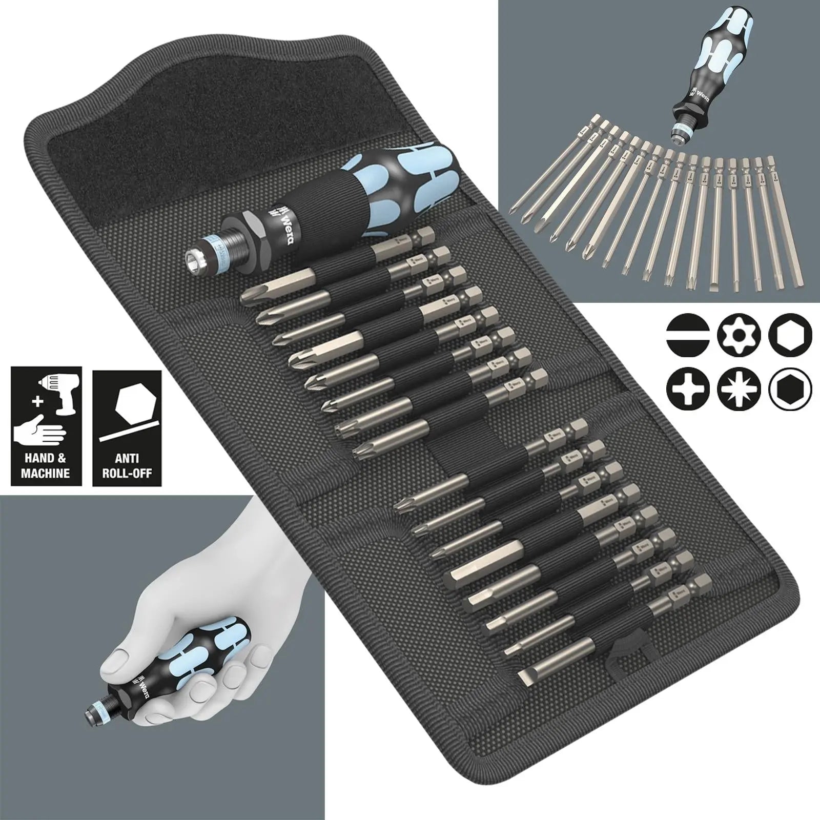 Wera Screwdriver Set Interchangable Stainless Steel Blades 17 Piece Kraftform Kompakt 60 White Rose Tools