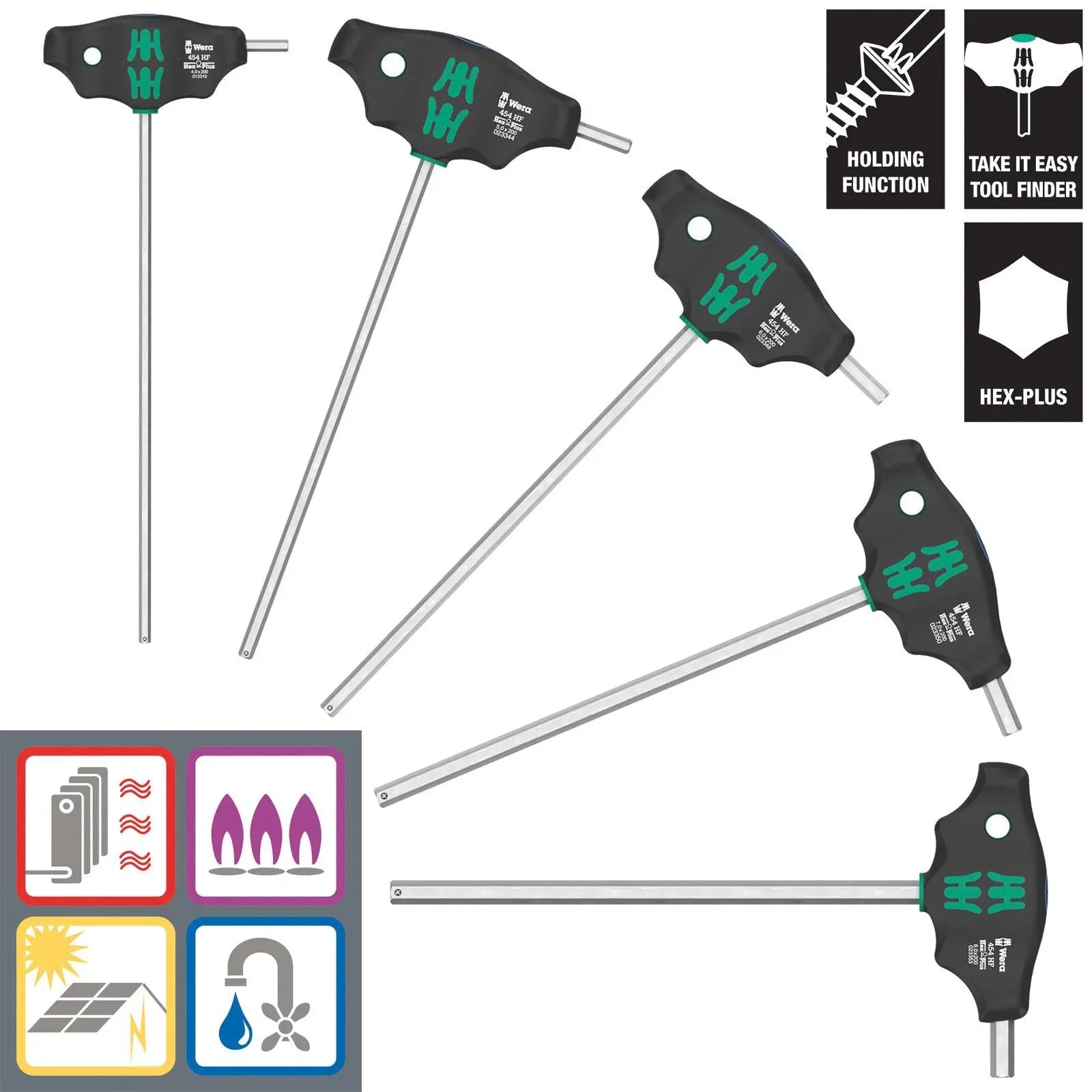 Wera Screwdriver Set T-Handle Hex Holding Function 454/5 HF SHK Set 1 5 Pieces 4-8mm White Rose Tools