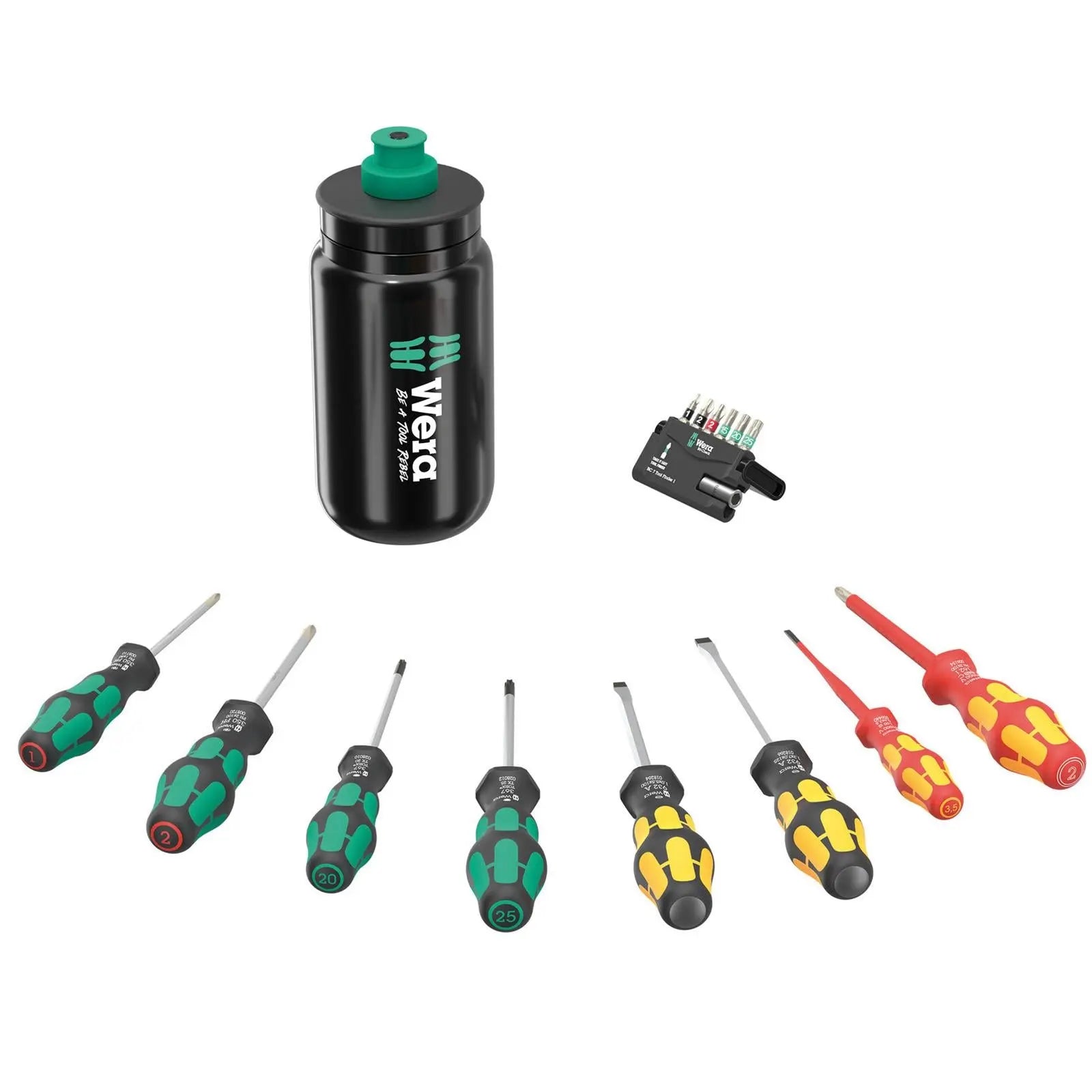 Wera Screwdriver Set with Water Bottle 9540 Kraftform XL Bottle Set 17 Pieces SL PH TX PZ Hex White Rose Tools