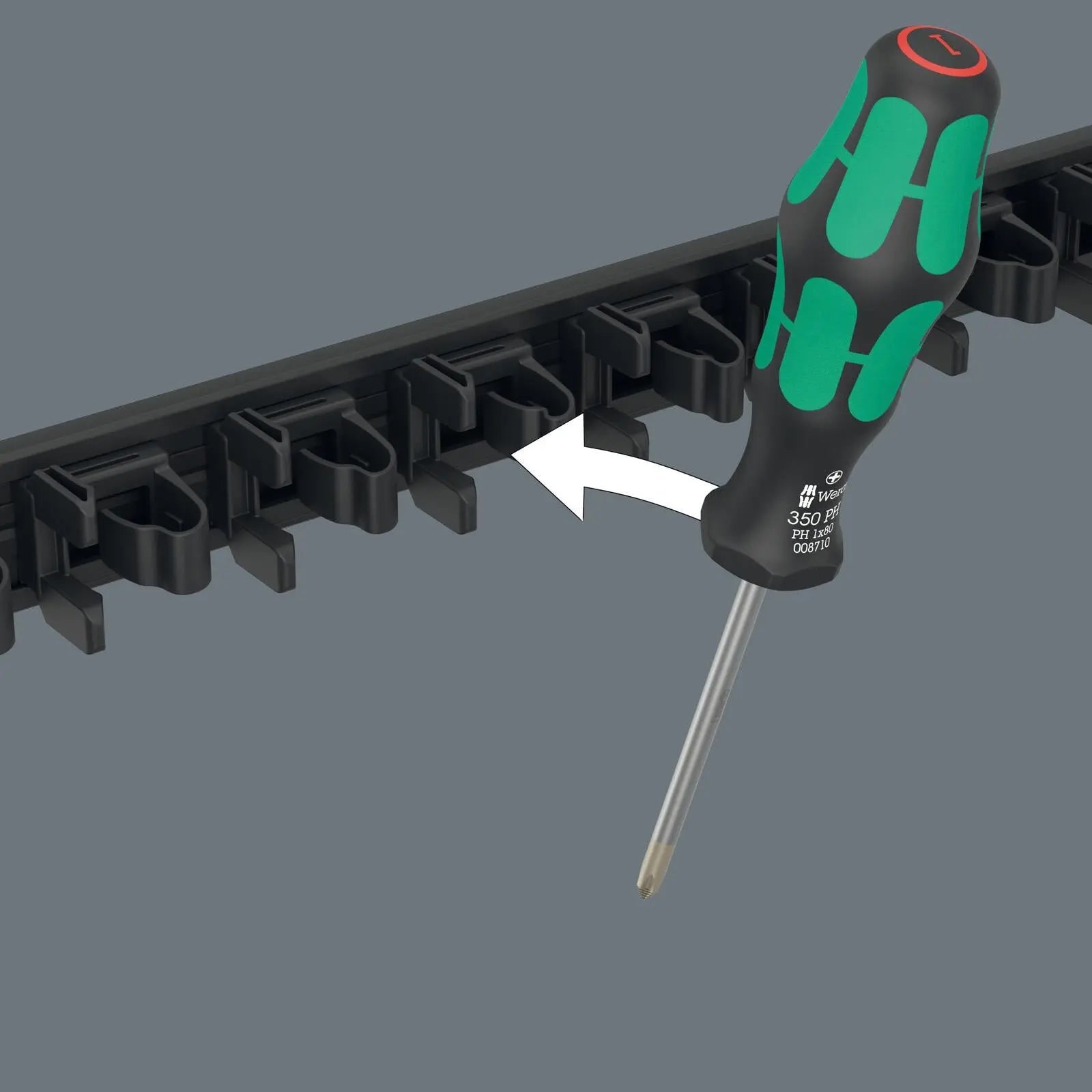 Wera Screwdriver Storage Rack 9611 Magnetic Rail for 9 Kraftform Screwdrivers Empty White Rose Tools