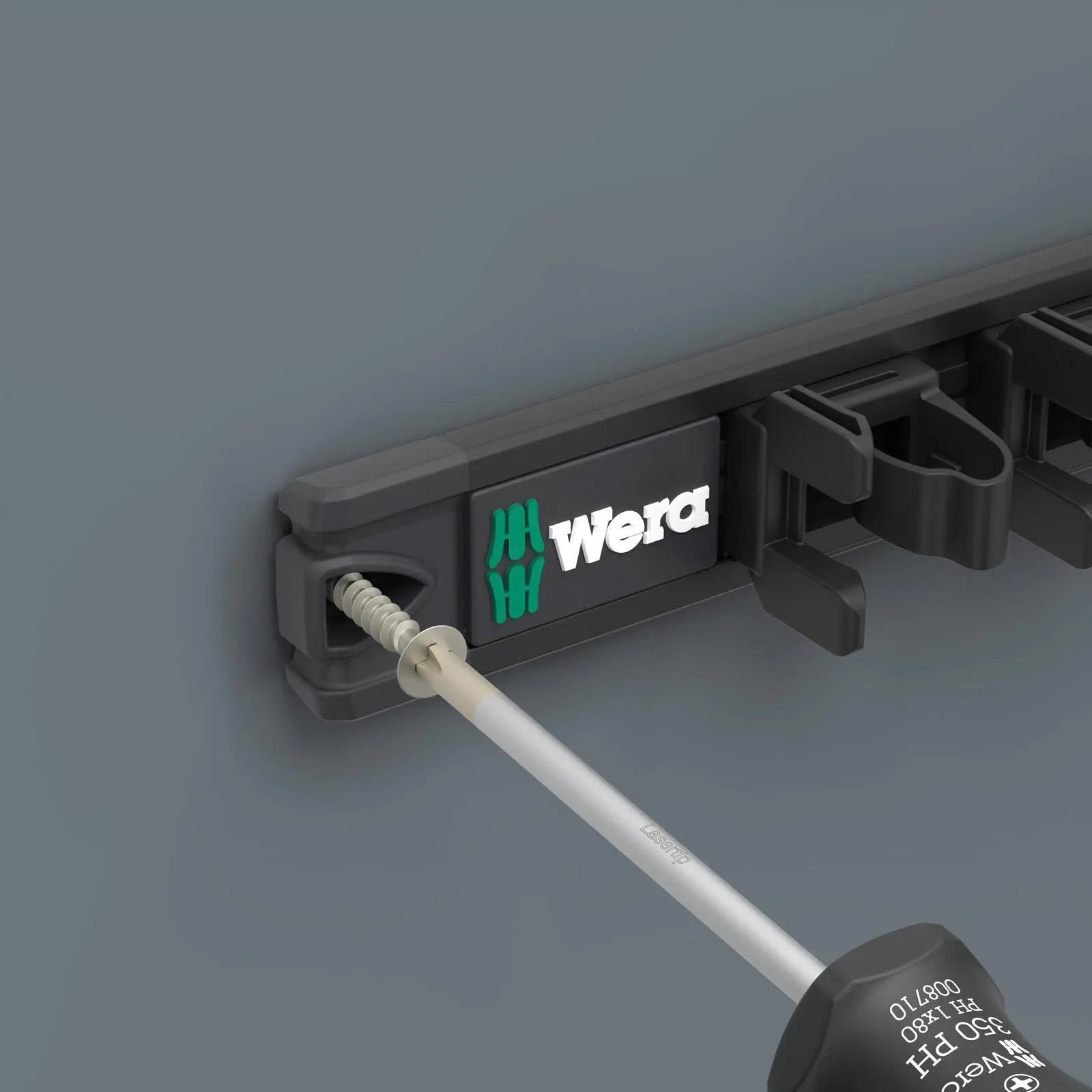 Wera Screwdriver Storage Rack 9611 Magnetic Rail for 9 Kraftform Screwdrivers Empty White Rose Tools