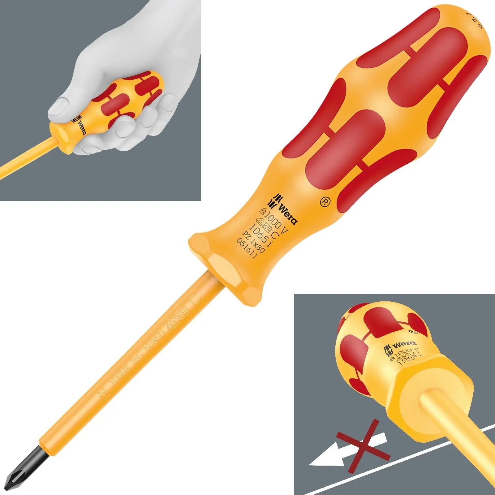 Wera Screwdriver VDE Insulated 1000V Kraftform 1000 Series Slotted Phillips Pozi