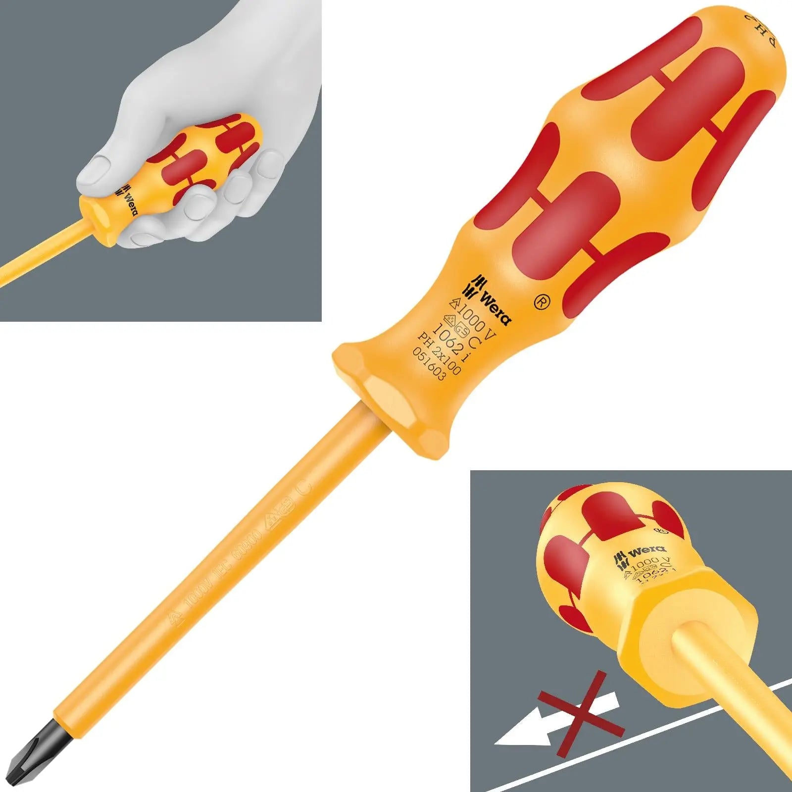 Wera Screwdriver VDE Insulated 1000V Kraftform 1000 Series Slotted Phillips Pozi