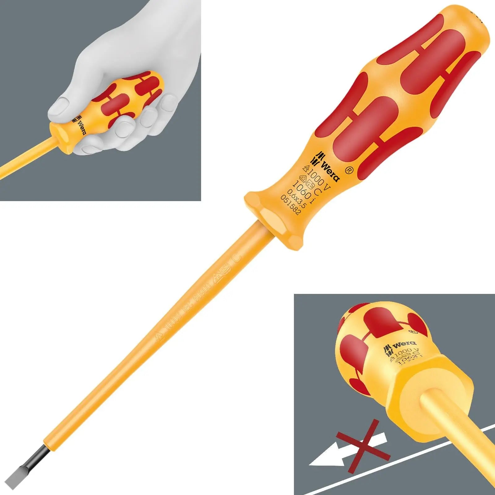 Wera Screwdriver VDE Insulated 1000V Kraftform 1000 Series Slotted Phillips Pozi