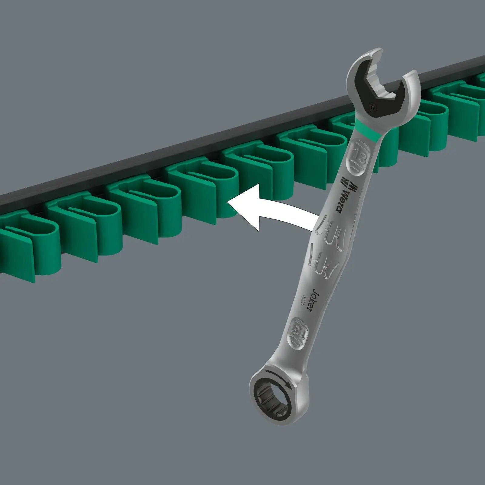 Wera Spanner Rack 9610 Joker Magnetic Rail 11 Spanner Capacity Empty 30 x 370mm White Rose Tools