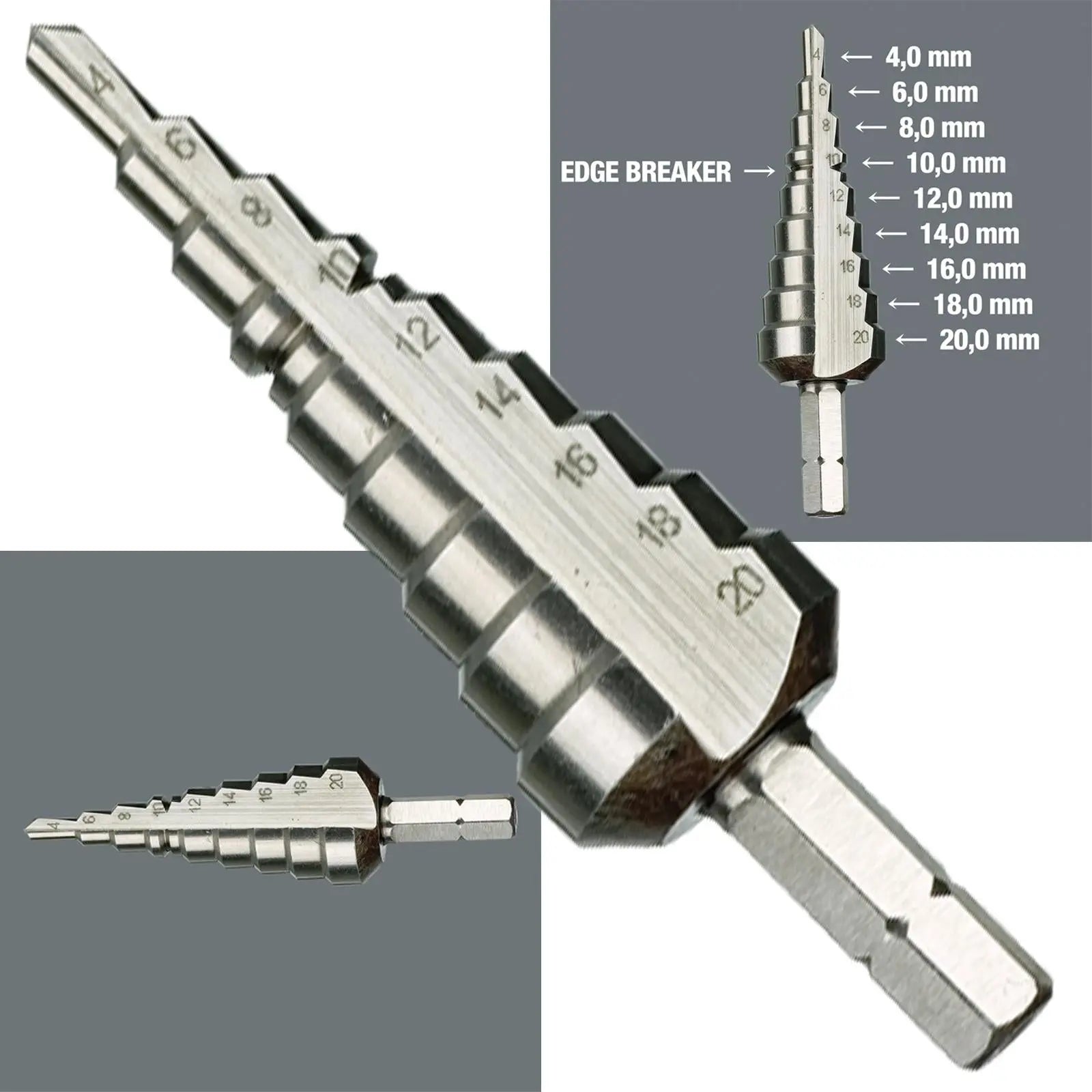 Wera Step Drill Bit 4-20mm 843 1/4" Hex Shank  White Rose Tools