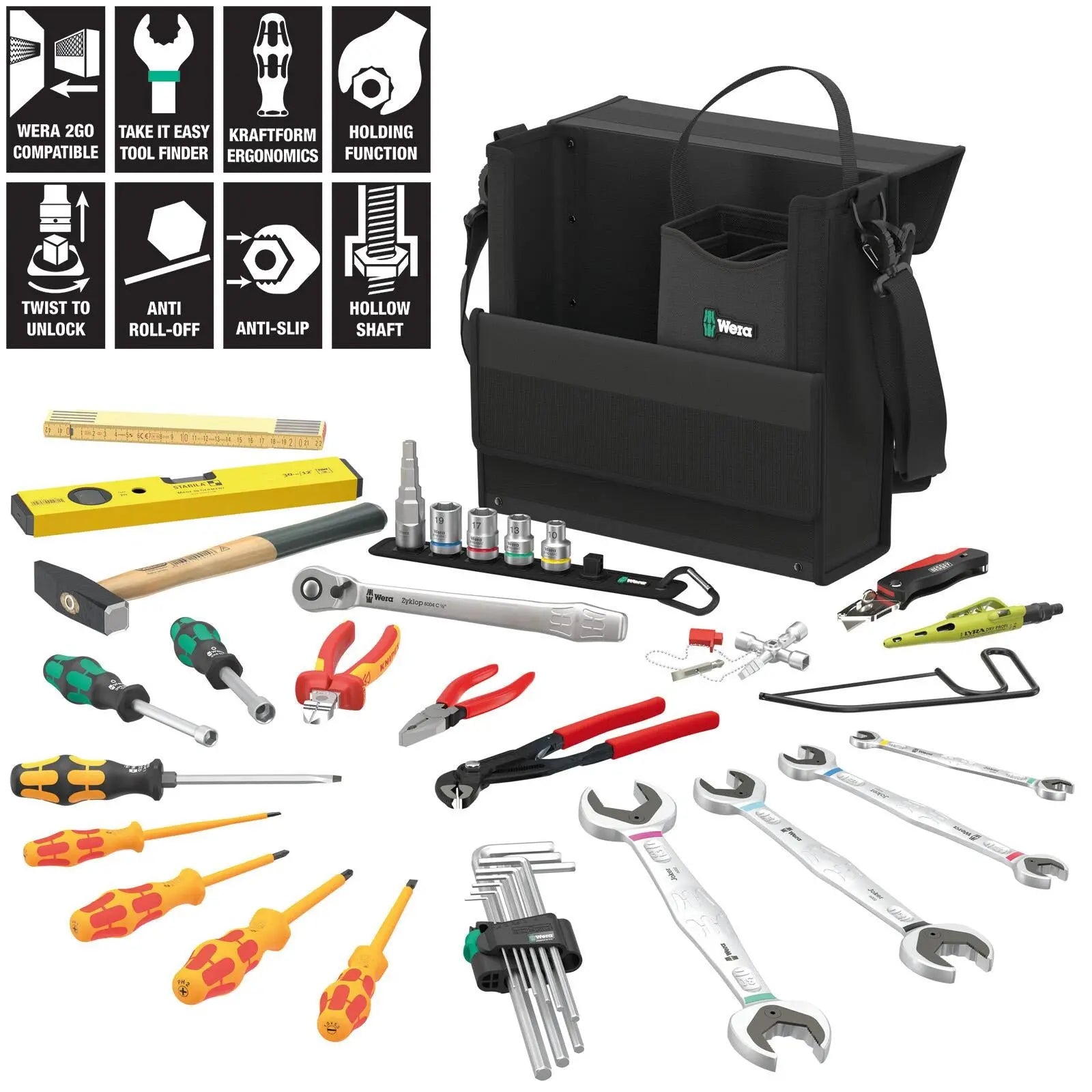 Wera Tool Kit for Plumbing Heating and Air Conditioning Wera 2go SHK 1 Tool Set 36 Pieces White Rose Tools
