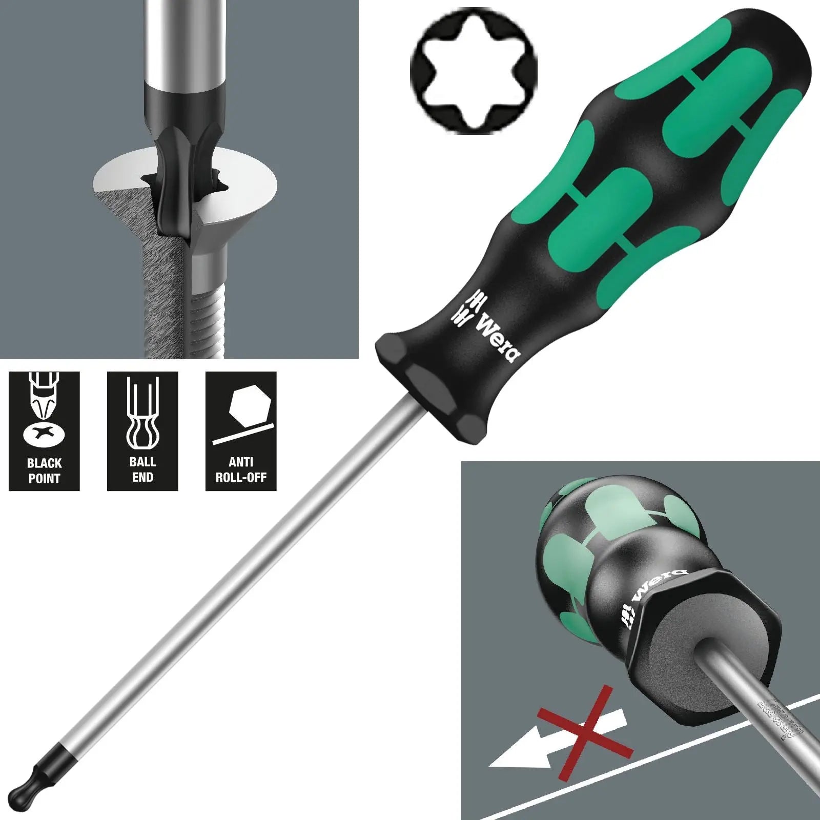 Wera Torx Ball End Screwdriver 367 K for TORX Screws TX15-TX30 Allen Key White Rose Tools