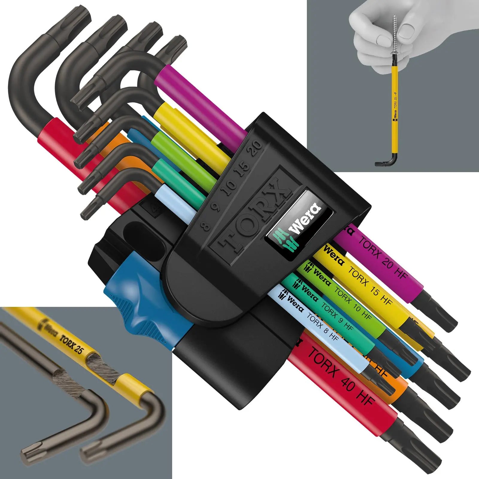 Wera Torx Key Multicolour HF 1 967/9 L Key Set with Holding Function 9 Piece T8-T40