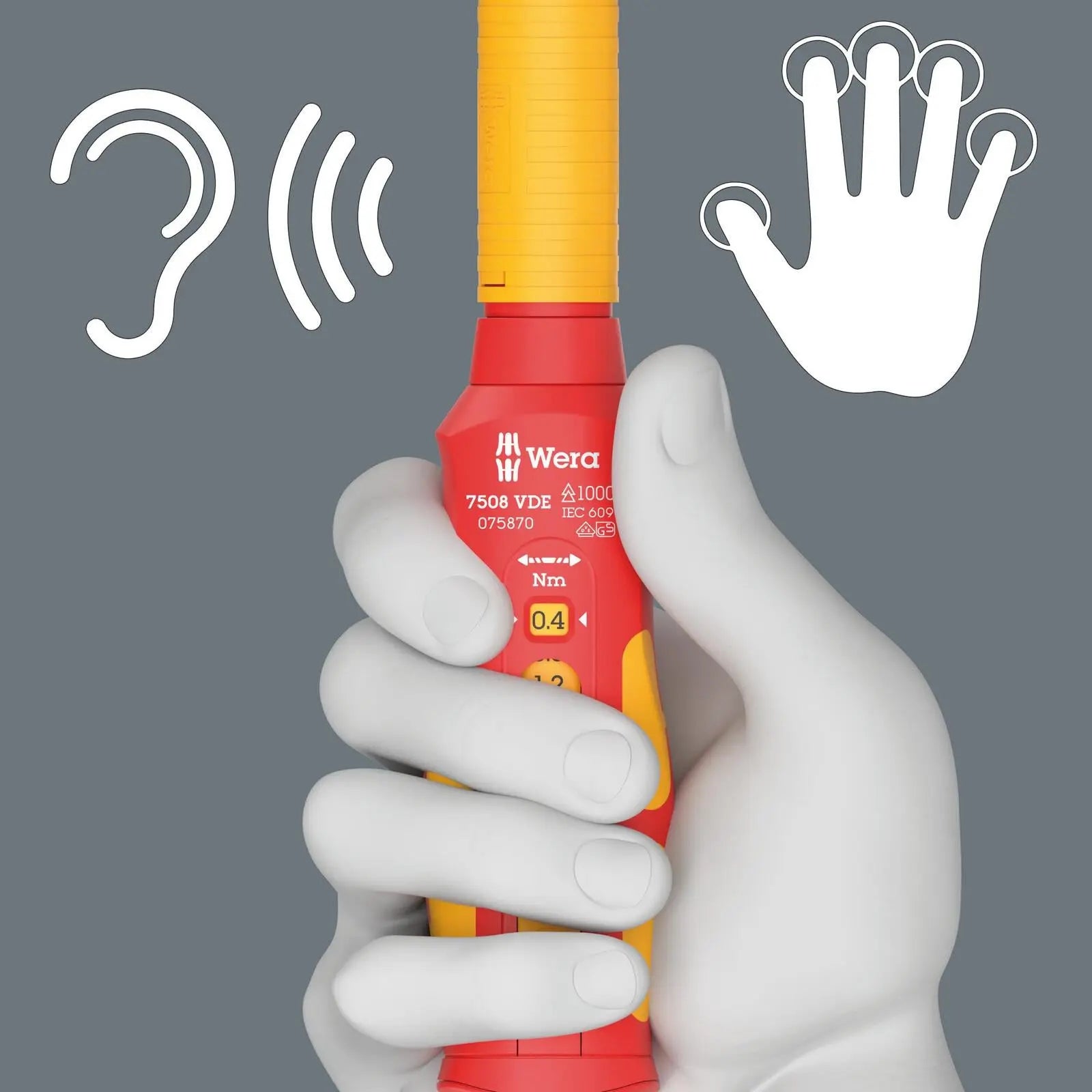 Wera VDE Safe Torque Screwdriver 0.4-2.0 Nm 7508 VDE Kraftform Speed Torque  White Rose Tools