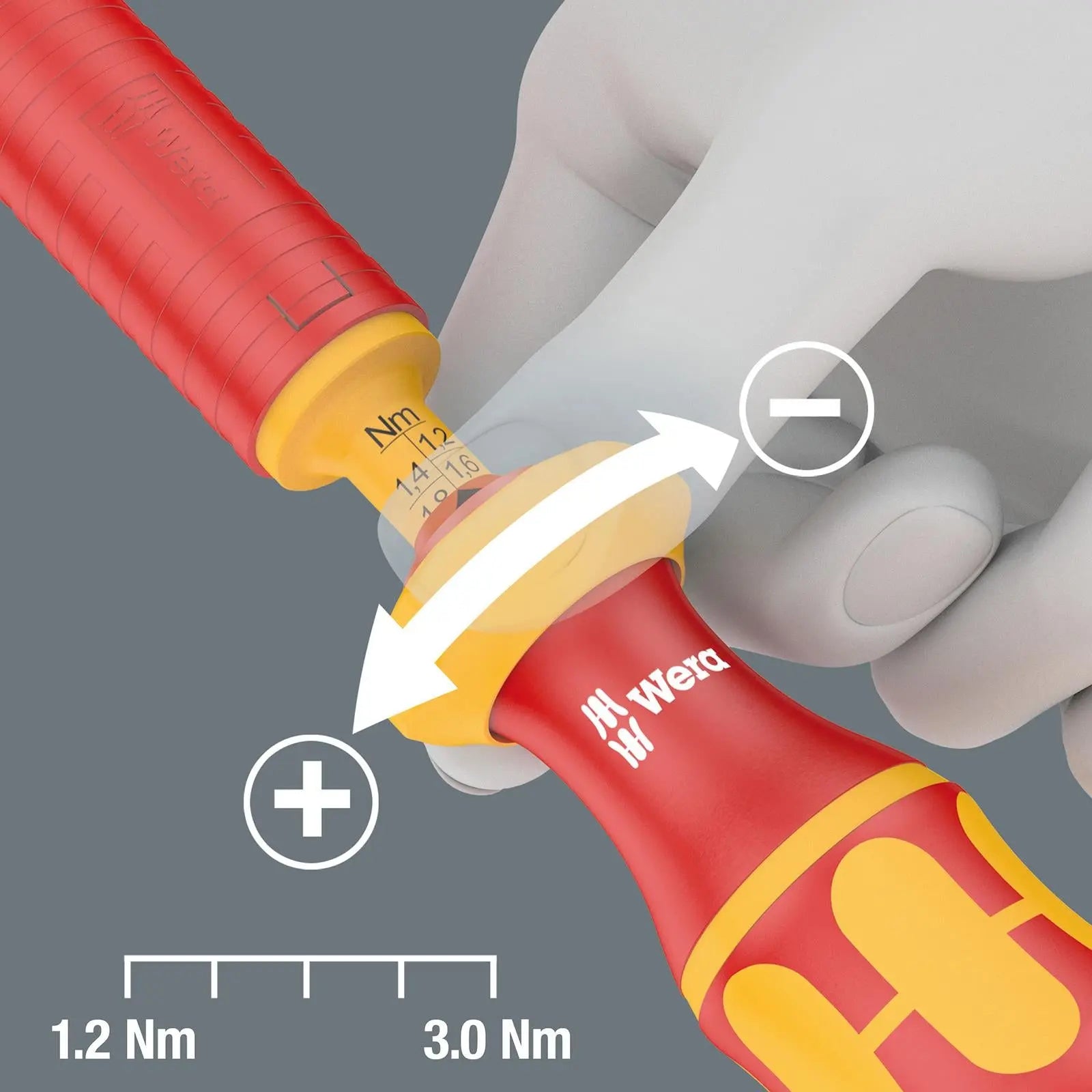 Wera VDE Torque Screwdriver 1.2-3.0 Nm Kraftform Kompakt Extra Slim 1 15 Pieces White Rose Tools