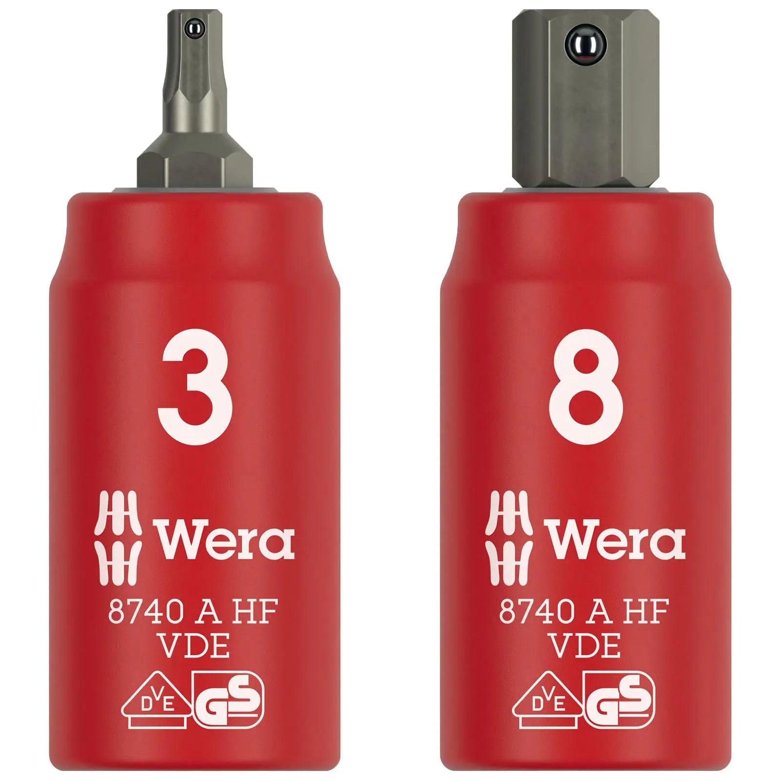 Wera VDE Zyklop Hex Bit Socket 1000V Holding Function 1/4" Drive 8740 A VDE HF 3-8mm - Choose Size White Rose Tools