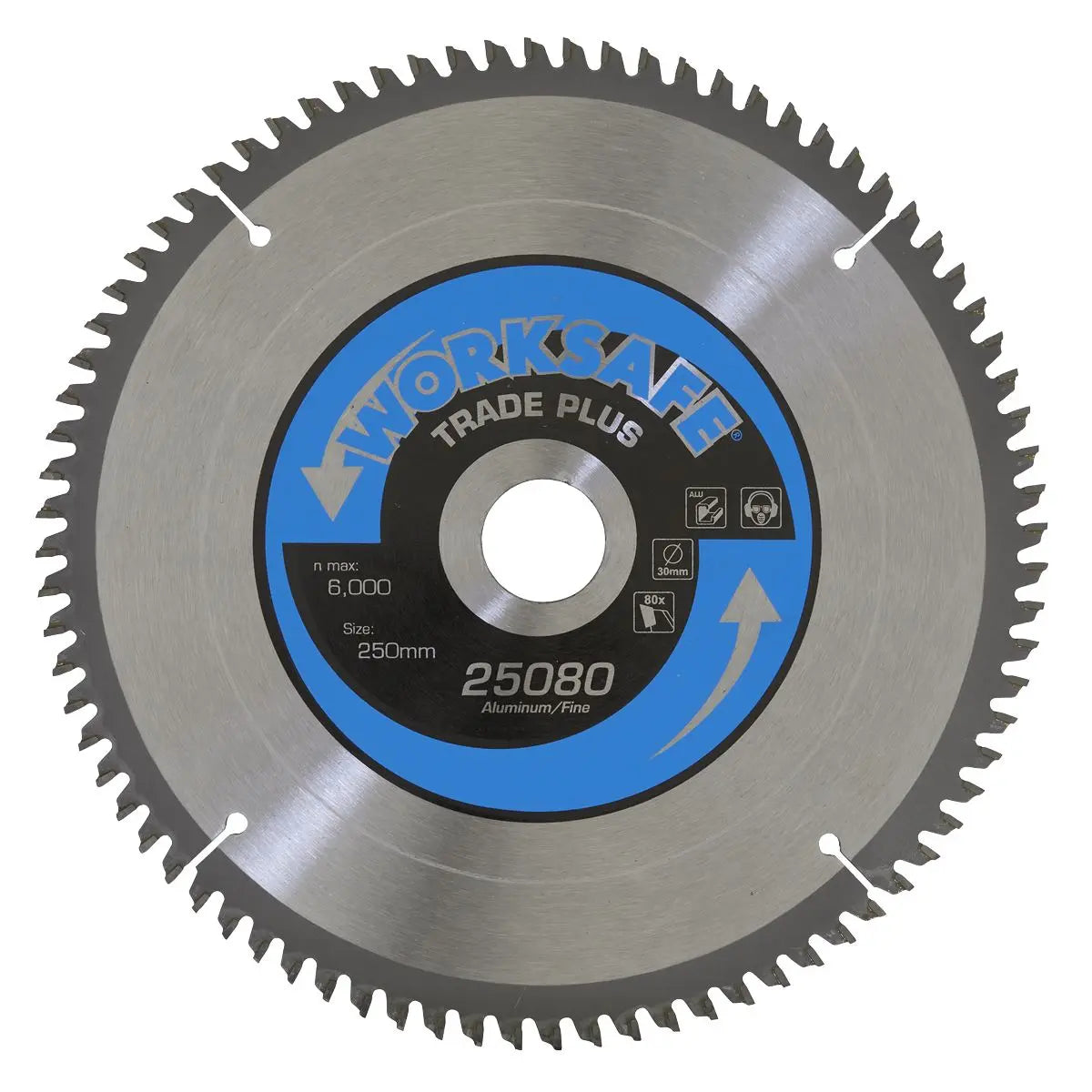 Worksafe by Sealey Aluminium Cutting TCT Saw Blade Ø250 x 30mm - 80tpu