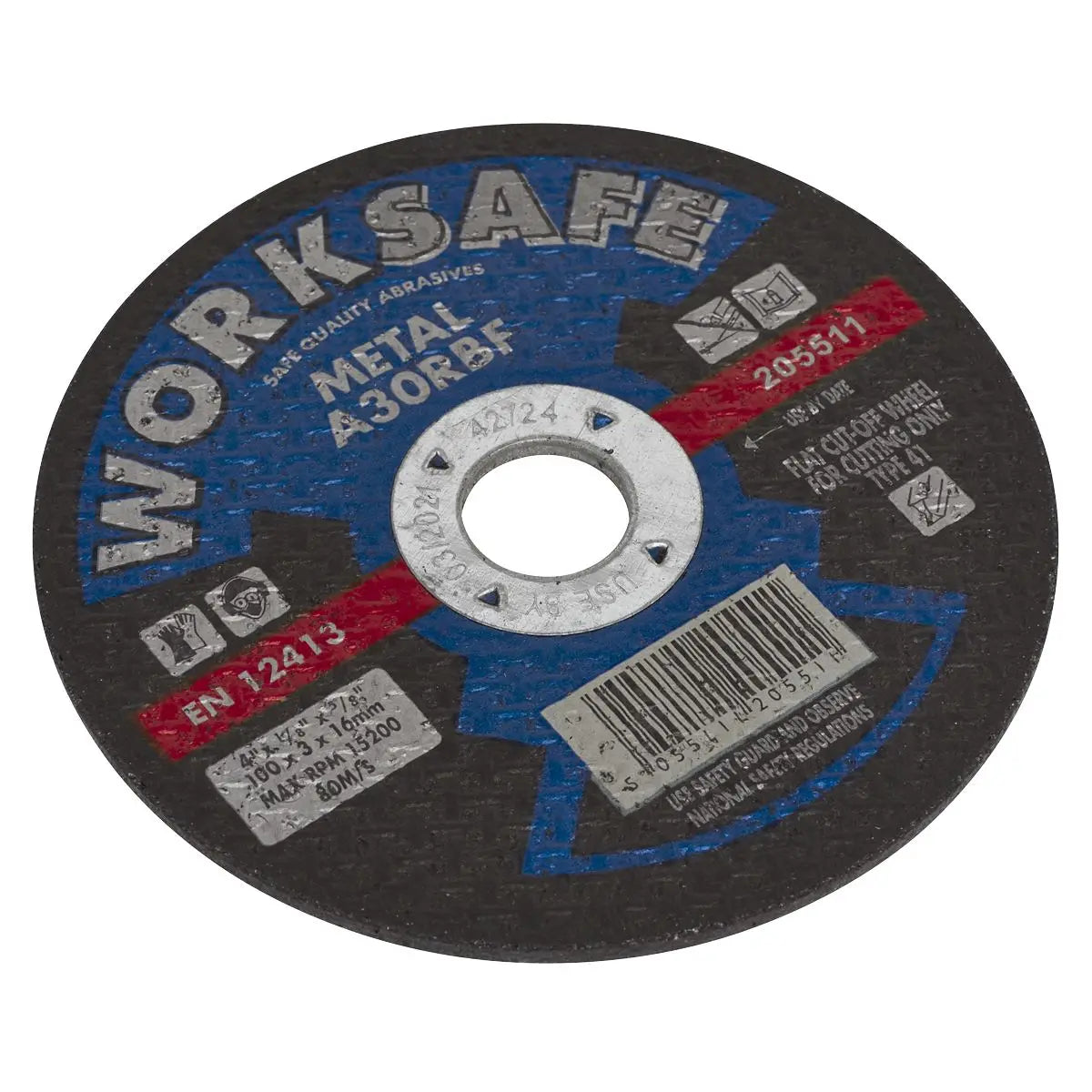 Worksafe by Sealey Cutting Disc Flat Metal Ø100 x 3.2 x Ø16mm White Rose Tools