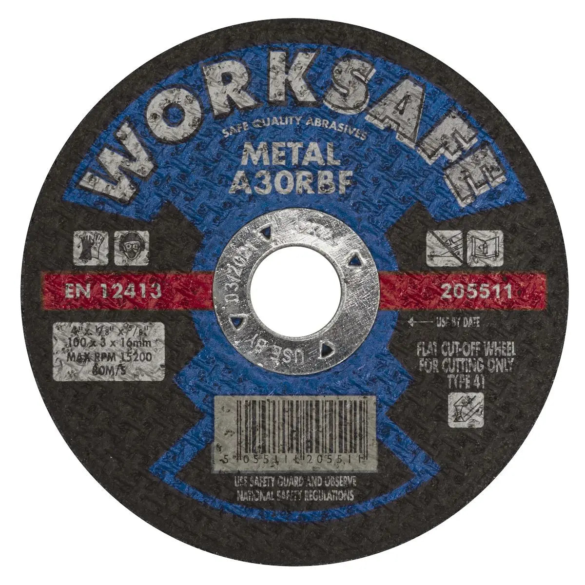 Worksafe by Sealey Cutting Disc Flat Metal Ø100 x 3.2 x Ø16mm White Rose Tools