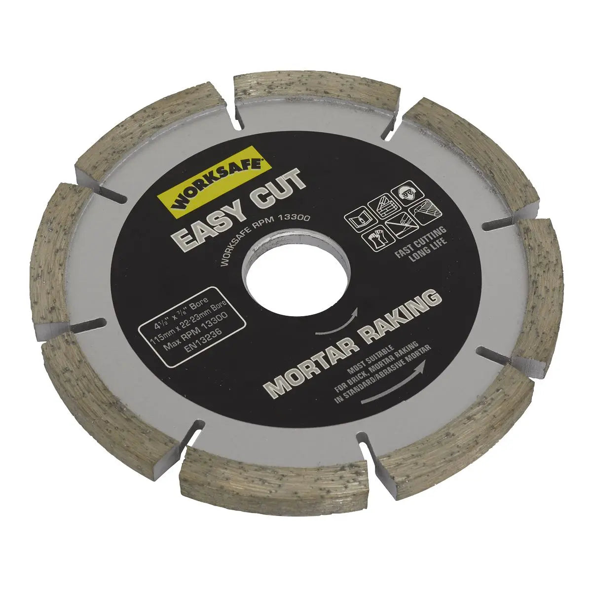 Worksafe by Sealey Easy Cut Diamond Blade Ø115 x Ø22mm - Mortar Raker