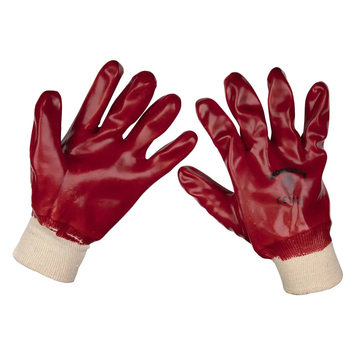 Worksafe by Sealey PVC Knit Wrist Gloves (X-Large) - Pack of 12 Pairs White Rose Tools