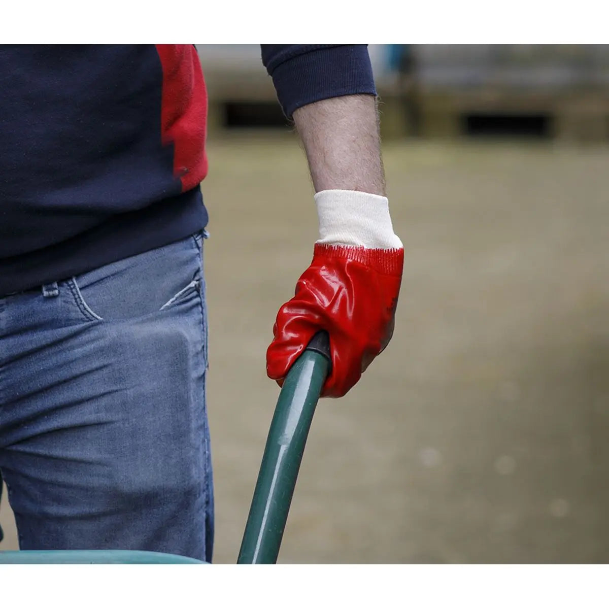 Worksafe by Sealey PVC Knit Wrist Gloves (X-Large) - Pack of 12 Pairs White Rose Tools