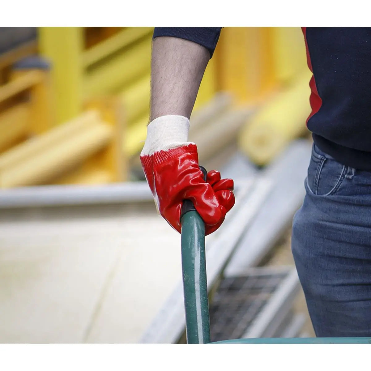 Worksafe by Sealey PVC Knit Wrist Gloves (X-Large) - Pack of 12 Pairs White Rose Tools