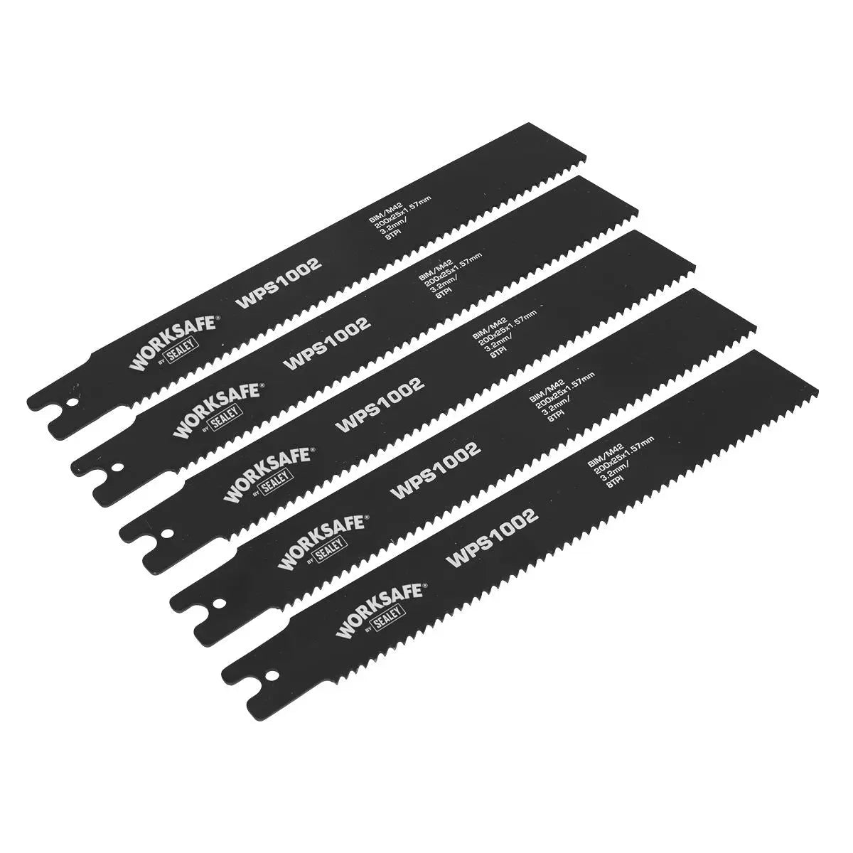 Worksafe by Sealey Pipe Saw Blade 200 x 25 x 1.7mm 8tpi - Pack of 5