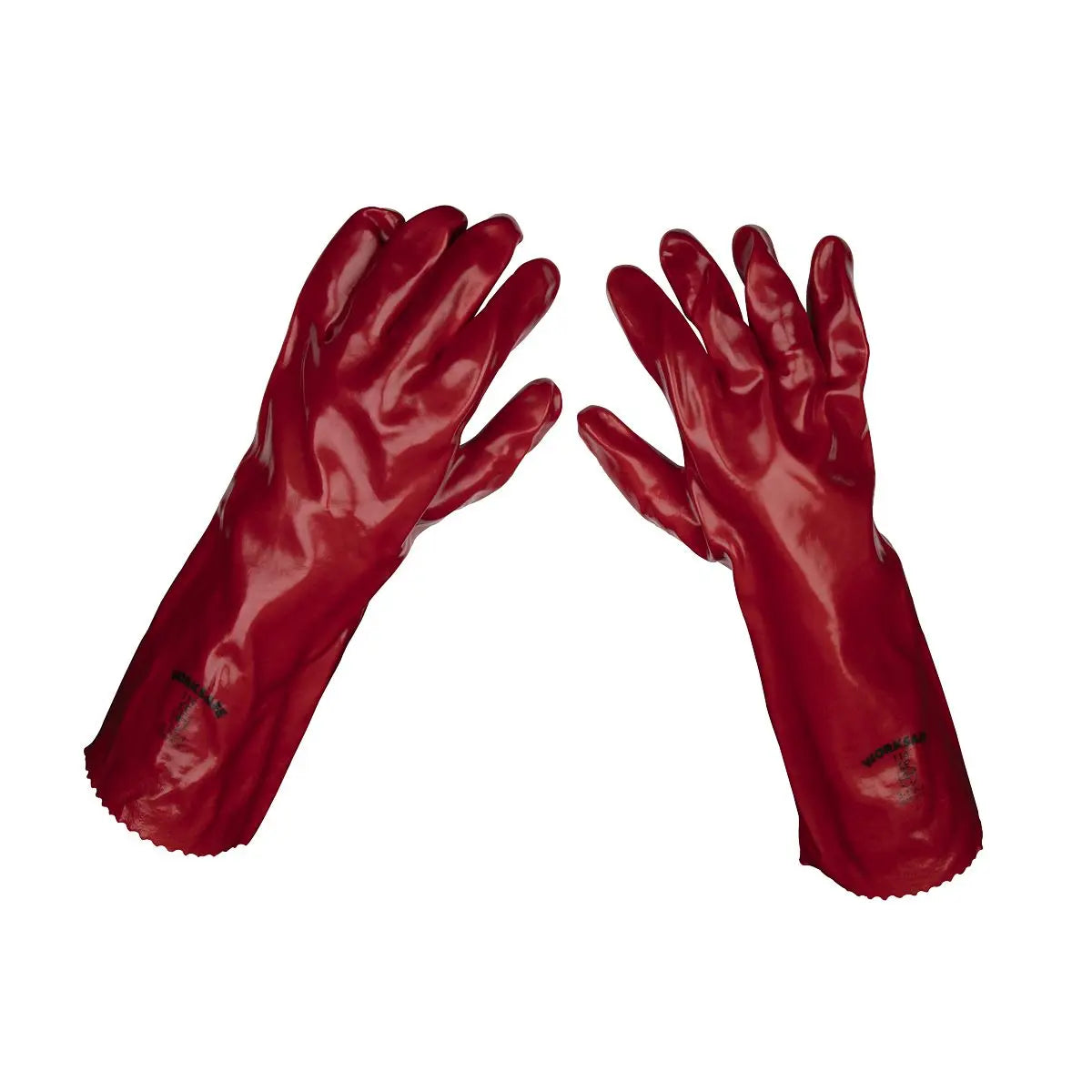 Worksafe by Sealey Red PVC Gauntlets 450mm - Pack of 12 Pairs White Rose Tools