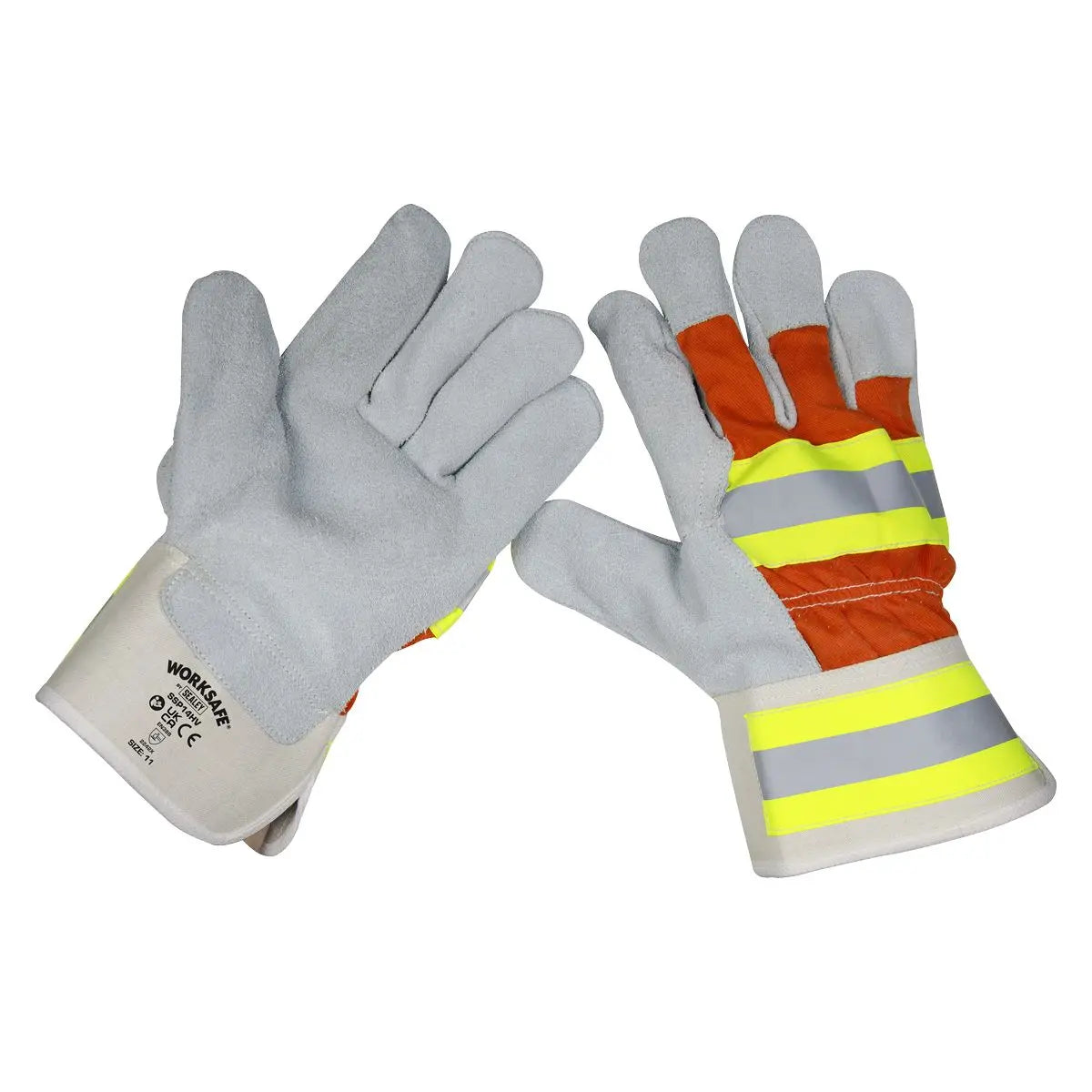 Worksafe by Sealey Reflective Rigger's Gloves Pack of 6 Pairs