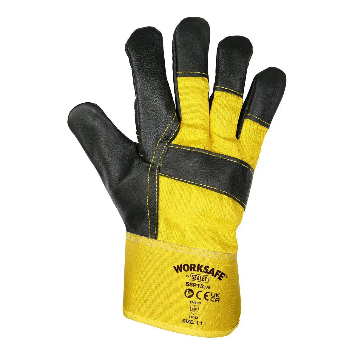 Worksafe by Sealey Rigger's Gloves with Hide Palm - Pack of 6 Pairs White Rose Tools