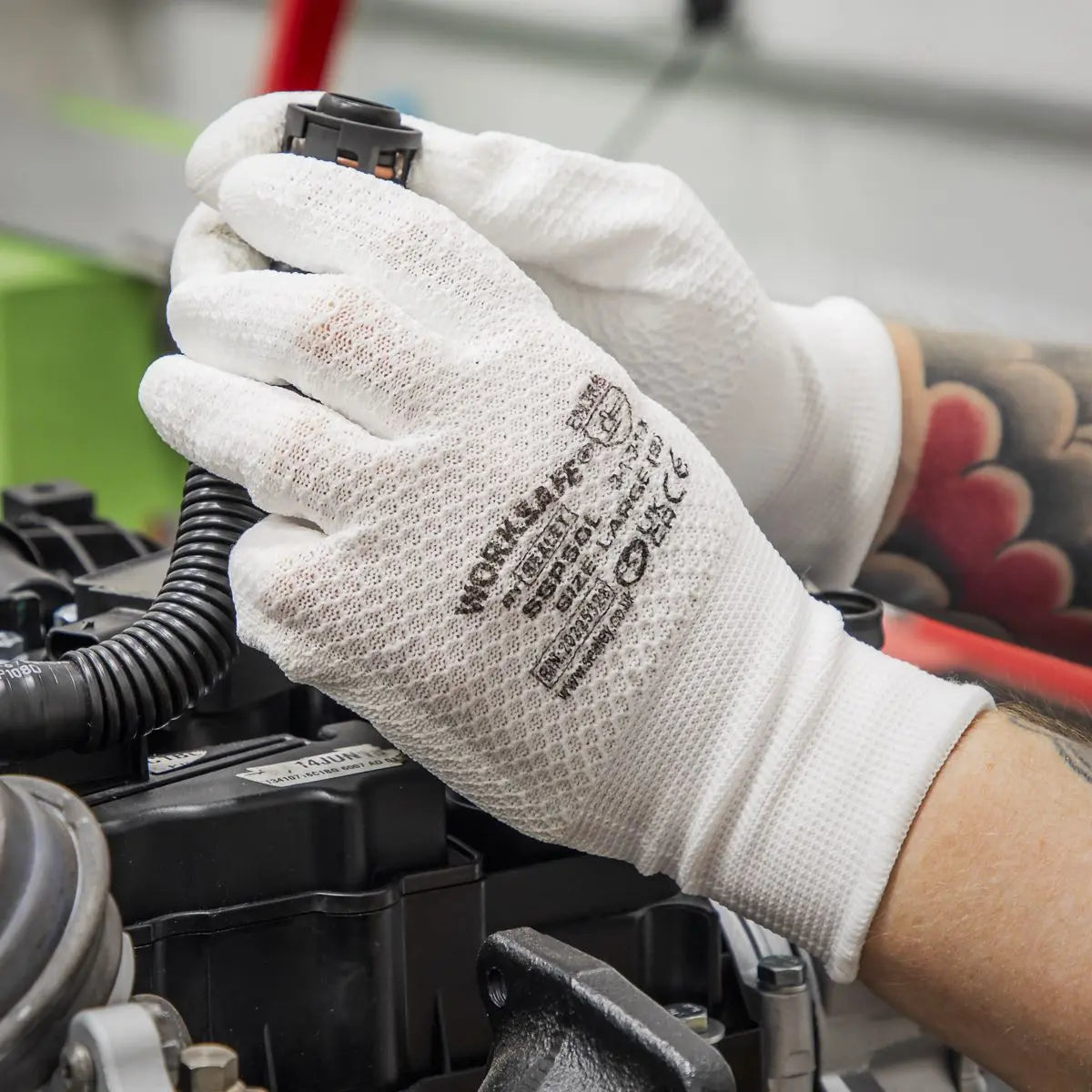 Worksafe by Sealey White Precision Grip Gloves - (Large) - Pack of 6 Pairs White Rose Tools